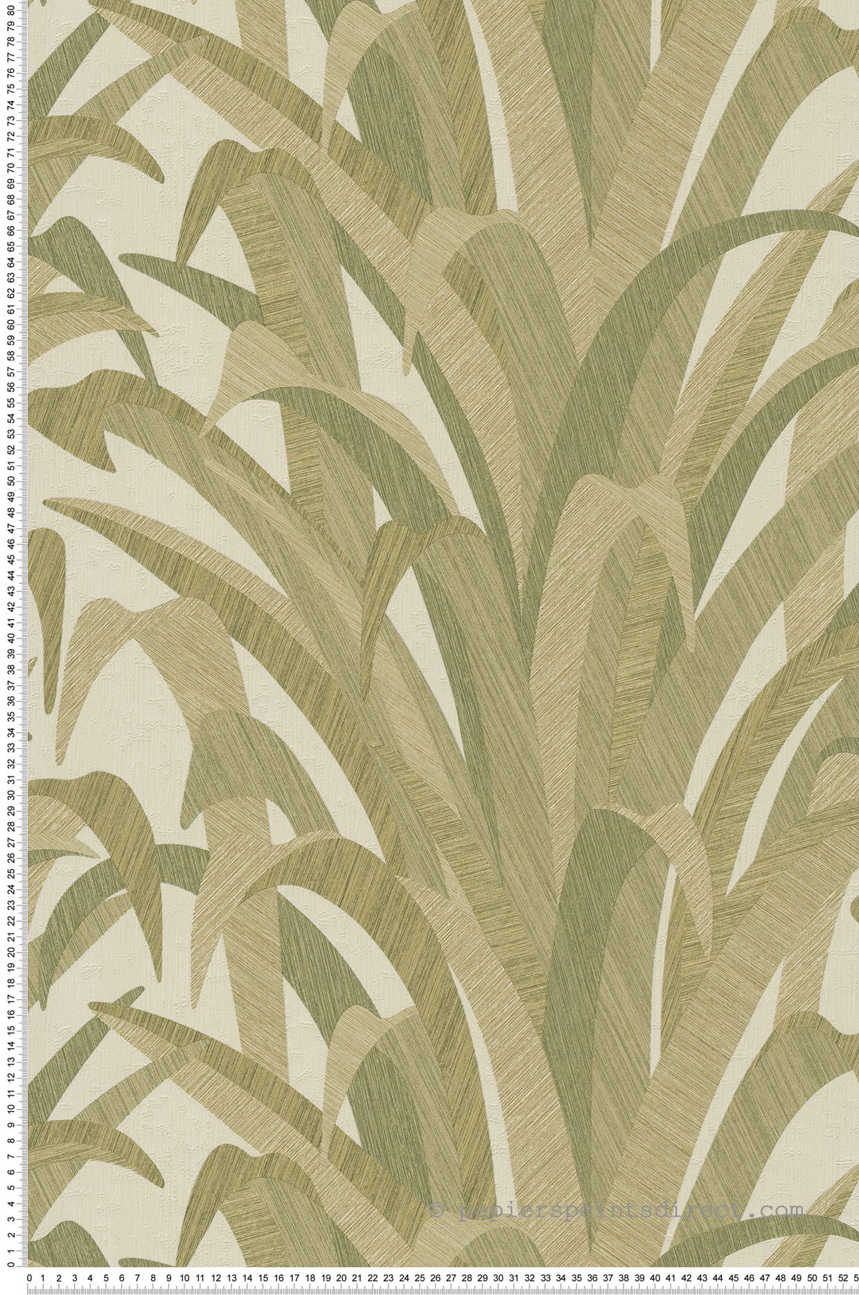 Papier peint Herbe Feuillage vert écru métallisé - Santal de Montecolino | Réf. MC-CU3010