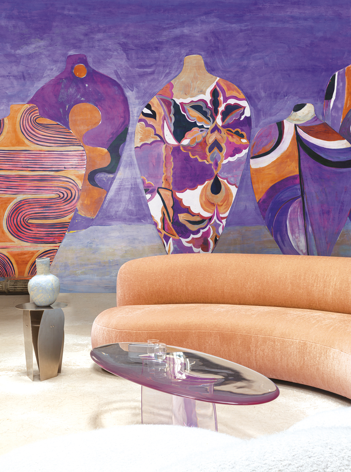 Papier peint panoramique Vase Hiva violet - A, B, C et D H260 - Terra de Masureel | Réf. MAS-DG4HIV104X-260