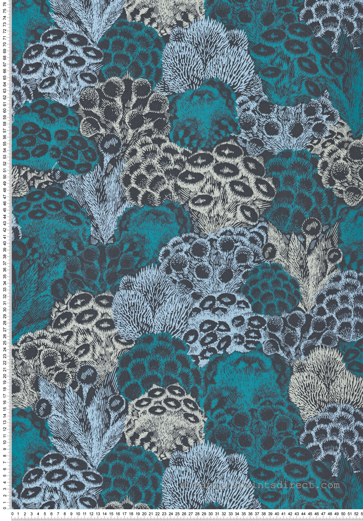 Papier peint Coraux Marins bleu canard vert noir - Cuisines & Bains de Lutèce | Réf. LTC-51231401