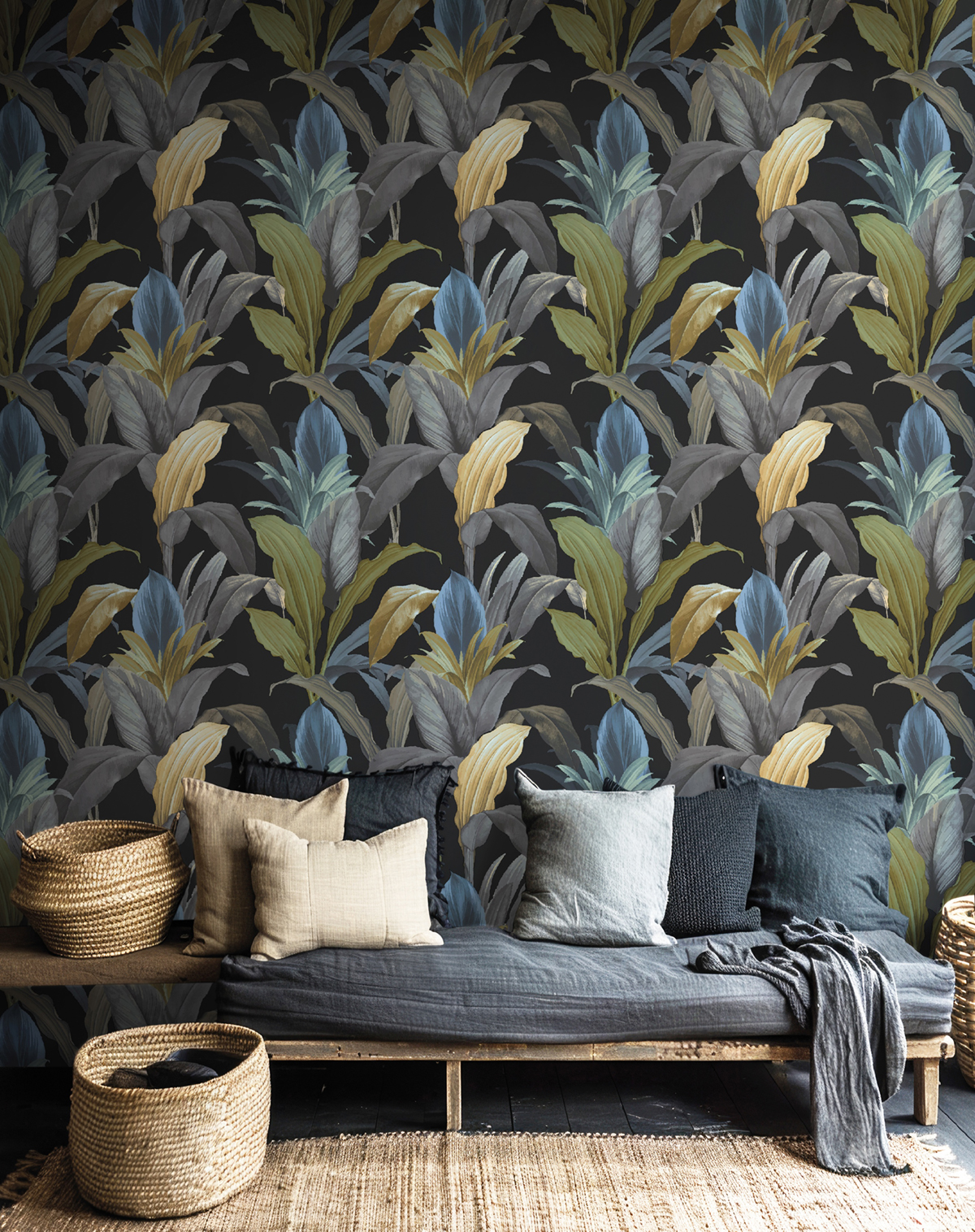 Papier peint Feuillage Ananas gris - Maison Paradis de Lutèce | Réf. LTC-MP15519