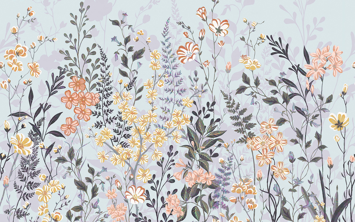 Papier peint panoramique Fleurs Chic Conservatory bleu - Papier Peint Komar Infinity 2