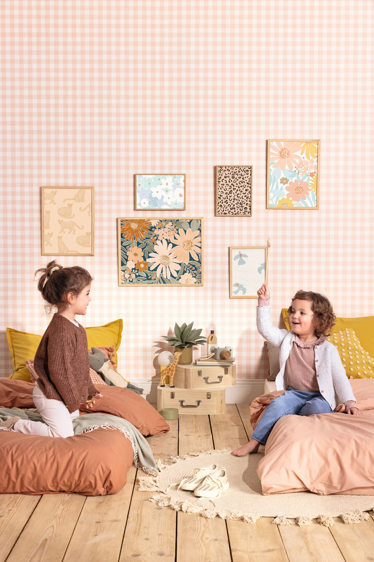 Papier peint Vichy Carreaux Victoria rose - Happy Kids Club de Casélio AMB2 | Réf. HKC104420435