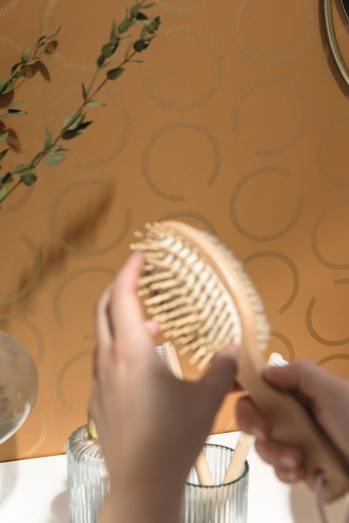 Papier peint Demi Cercle Design Around the Clock camel et doré - Around de Casélio | Réf. ARN102902024