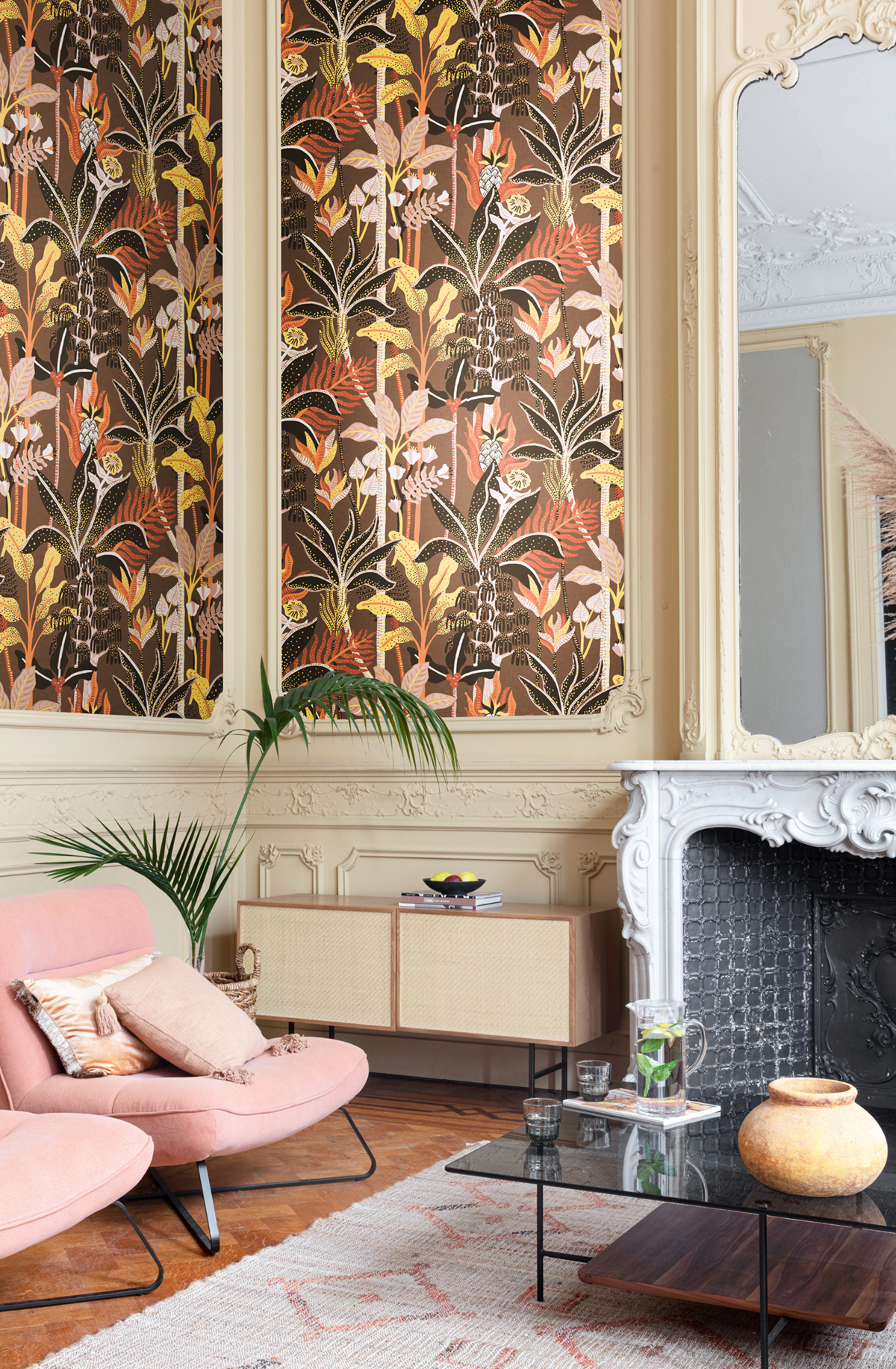 Papier peint Jungle Tropicale José marron jaune - Havana de Masureel | Réf. MAS-HAV001