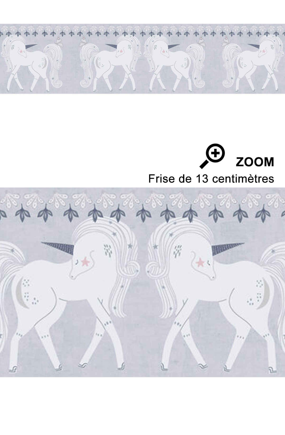 Frise enfant Licorne Féerique gris - Lilly & Luis d'A.S. Création | Réf. AS-771471