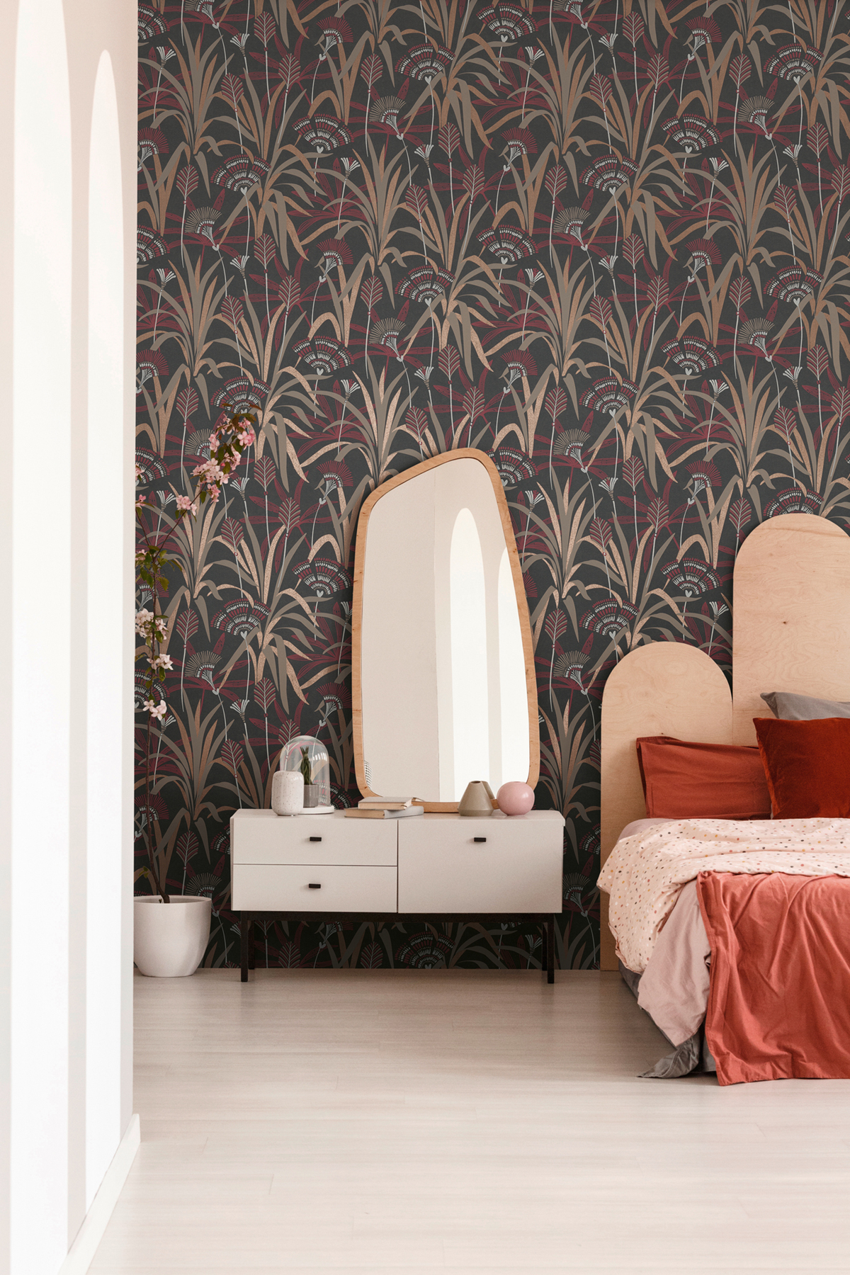 Papier peint Végétal Fleuri 1900 noir rouge - French Affair d'A.S. Création AMB4 | Réf. AS-399364