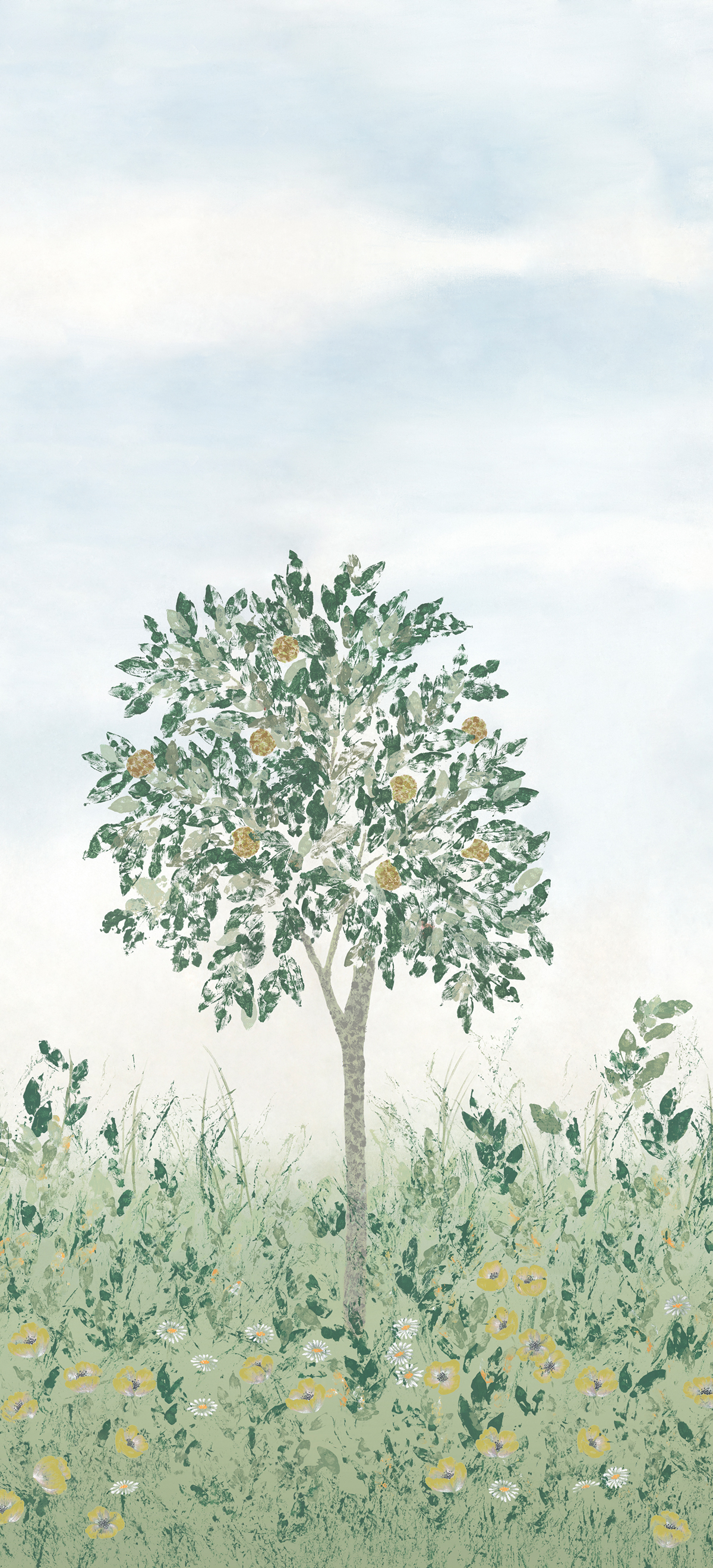 Papier peint panoramique Arbre Fresco Vert B - 4/5/6 - Isidore Leroy