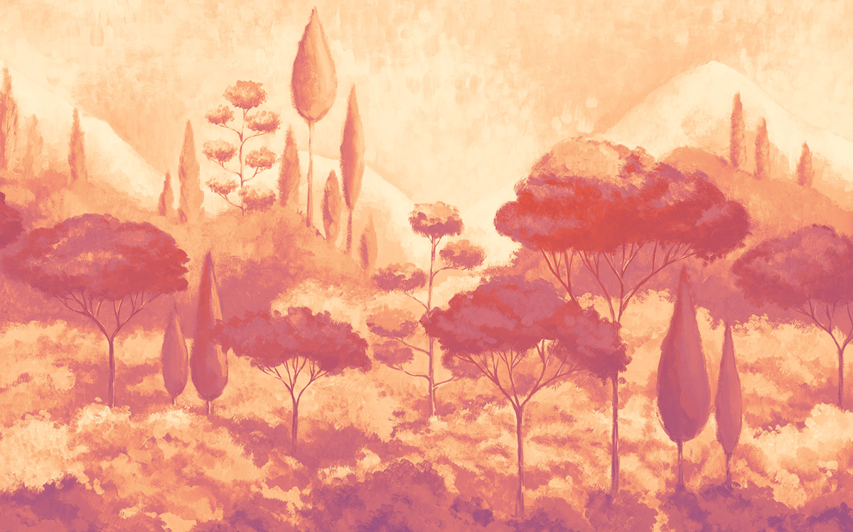 Papier peint panoramique Paysage Luxury Labyrinth orange - Papier Peint Komar Infinity 2