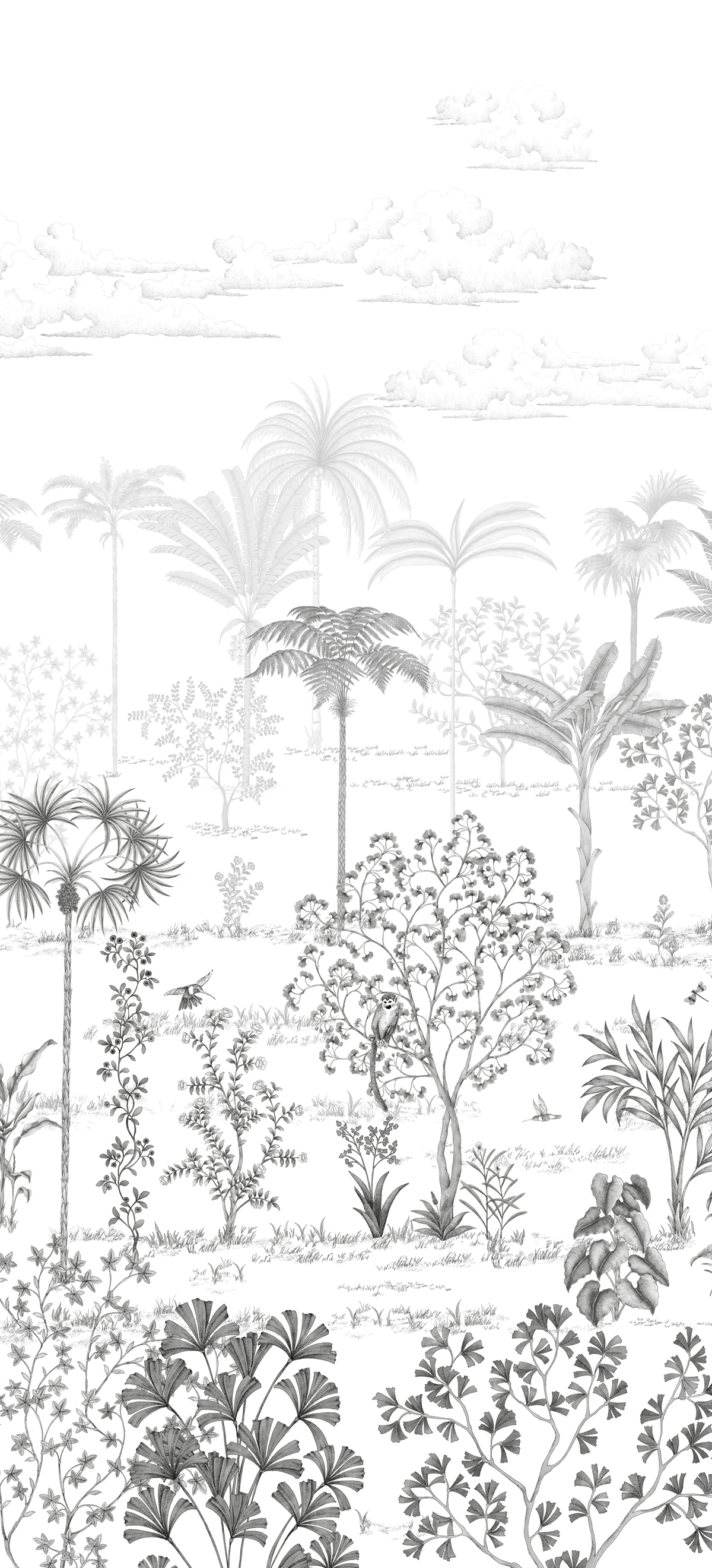 Papier peint panoramique Jungle Sur la route de Samarcande Gris A - 1/2/3 - Isidore Leroy