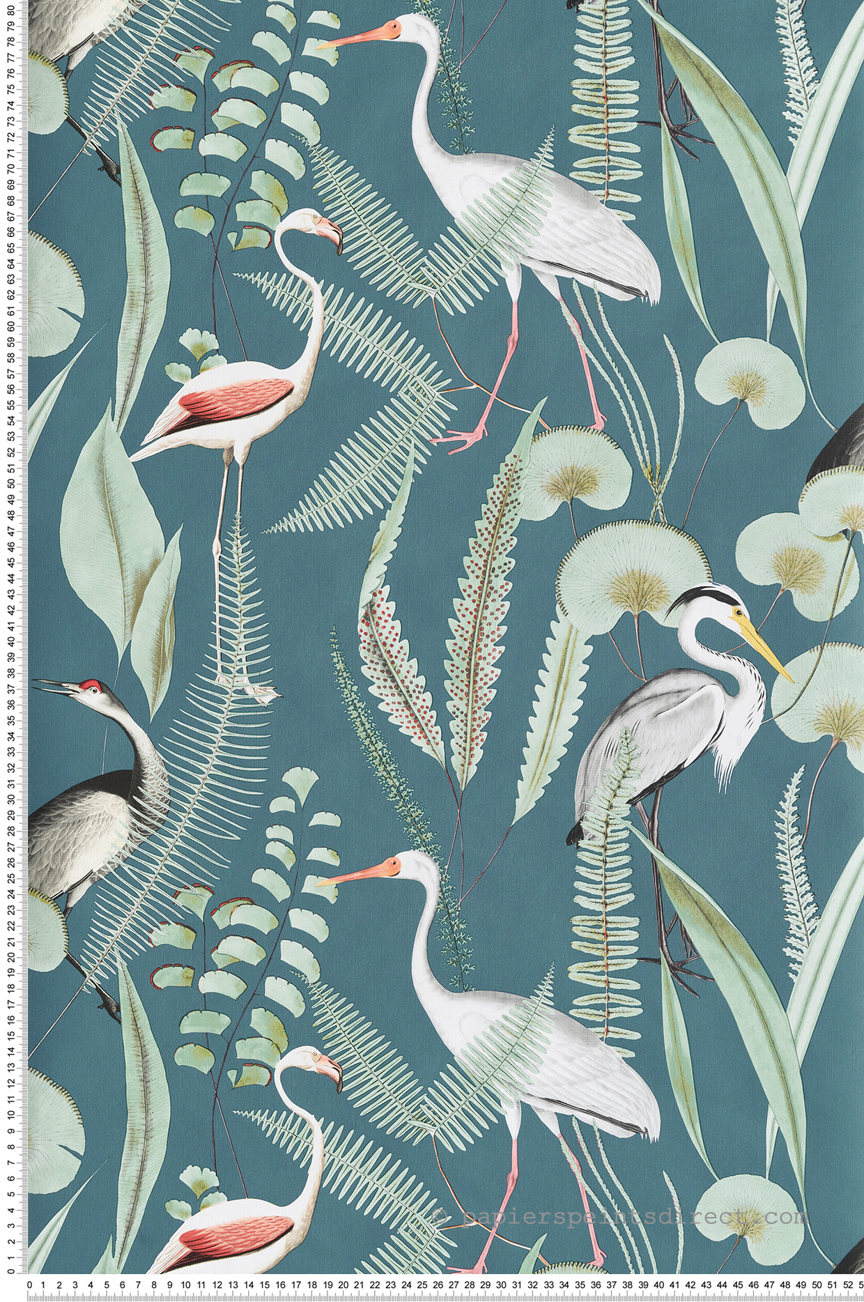 Papier peint Oiseau et Feuillage bleu canard - Eden d'Ugépa | Réf. UGP-M37414