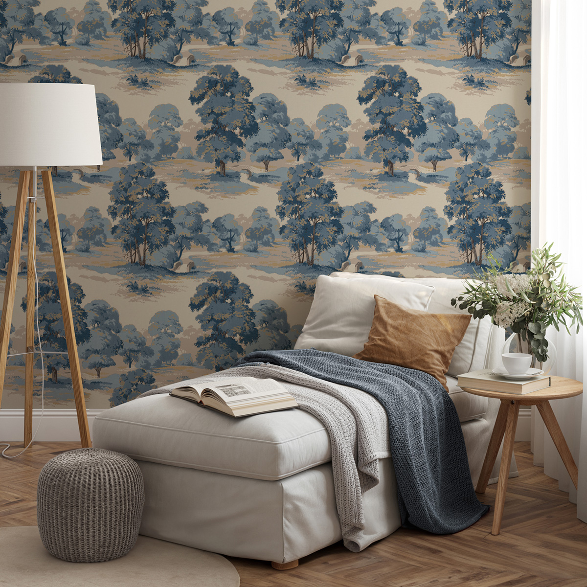 Papier peint Forêt Paysage Sherwood bleu - Beaux Arts de Lutèce AMB1| Réf. LTC-M1830