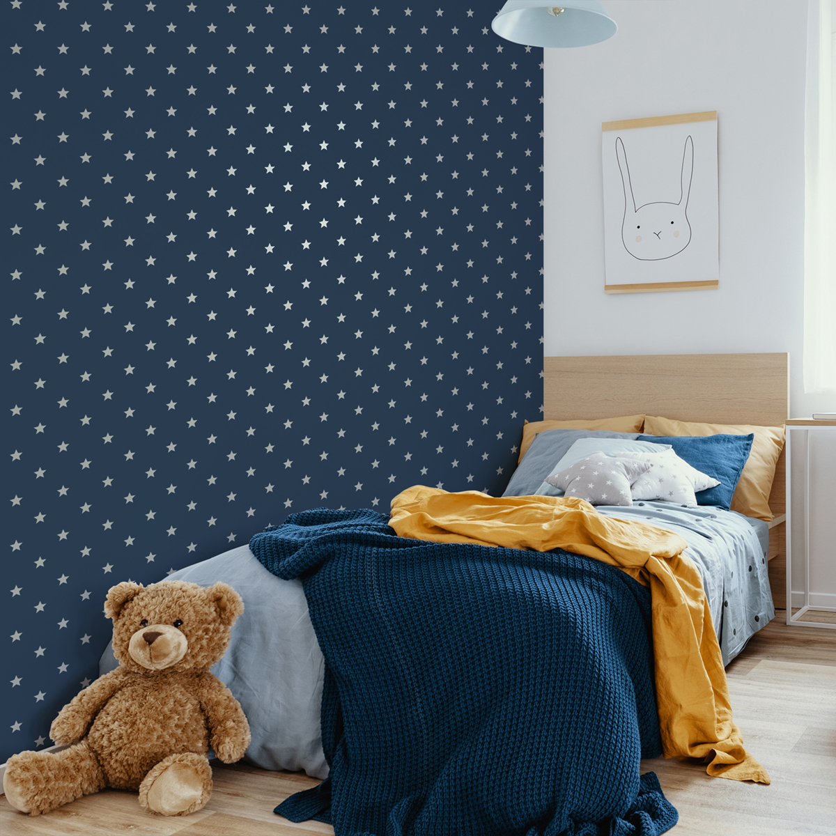 Papier peint Étoile Uniforme bleu marine argenté - Imagine de Lutèce AMB1 | Réf. LTC-DL27584