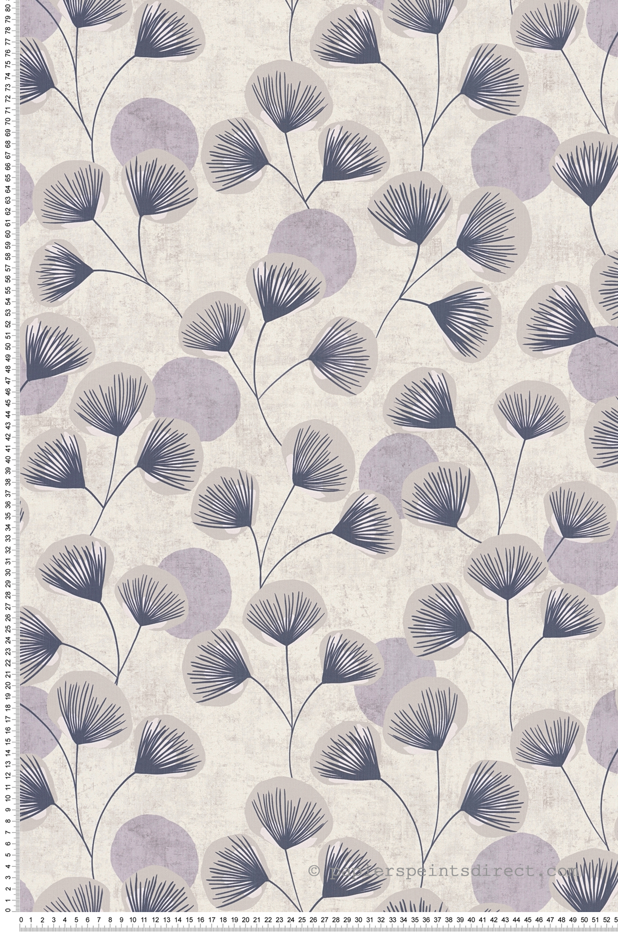 Papier peint Végétal Rétro Aster gris lavande - Nordic Feeling d'A.S. Création