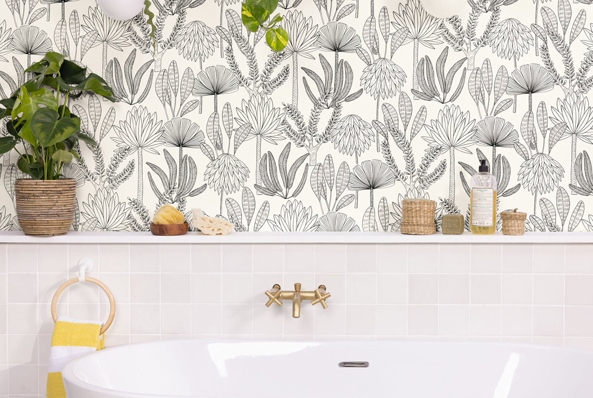 Papier peint Feuillages Jungle Bali noir et blanc - Stay Wild de Casélio AMB3 | Réf. WILD104930981