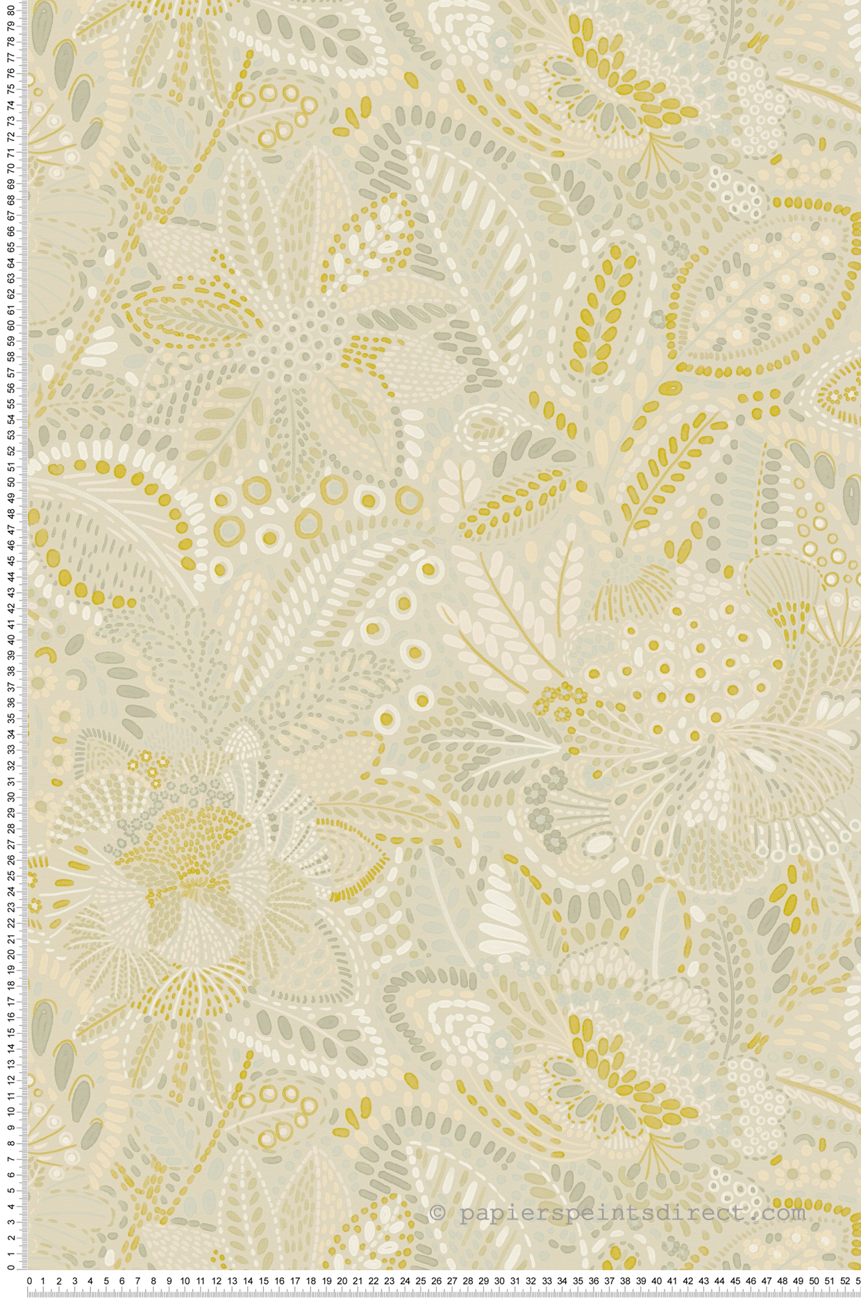 Papier peint Végétaux Mosaica beige moutarde - Cuba 2 d'A.S. Création | Réf. AS-780254
