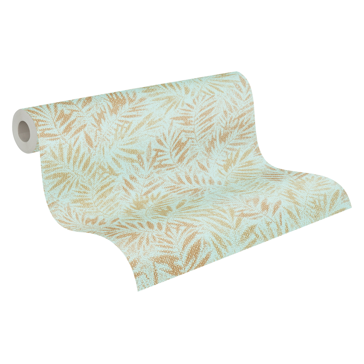 Papier peint Feuillage Métal Zoé turquoise doré - Metropolitan Stories 3 d'A.S. Création AMB4 | Réf. AS-391204