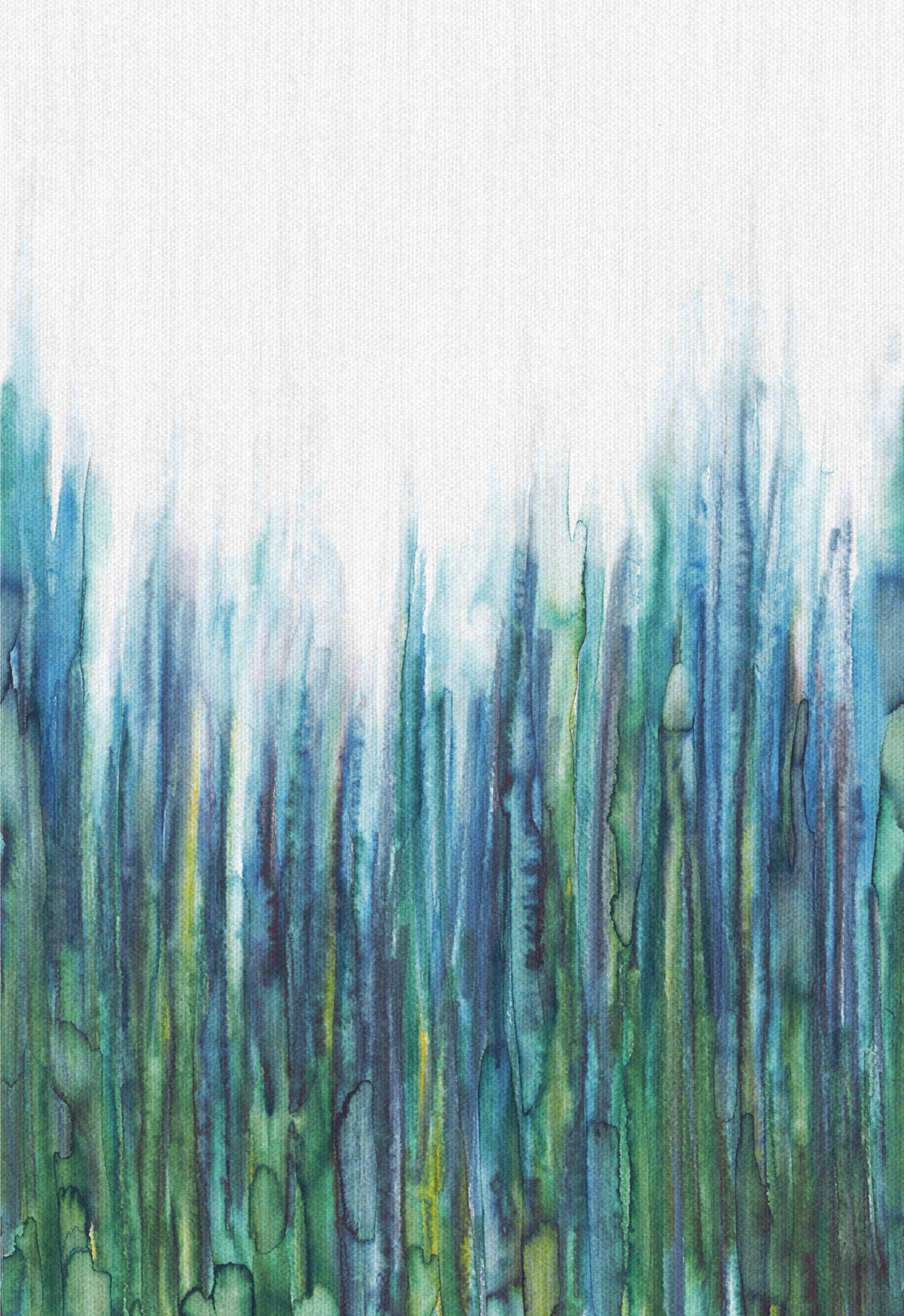 Papier peint panoramique Aquarelle KeyStone bleu vert - Panoramas de Casamance | Réf. CAS-A73860277