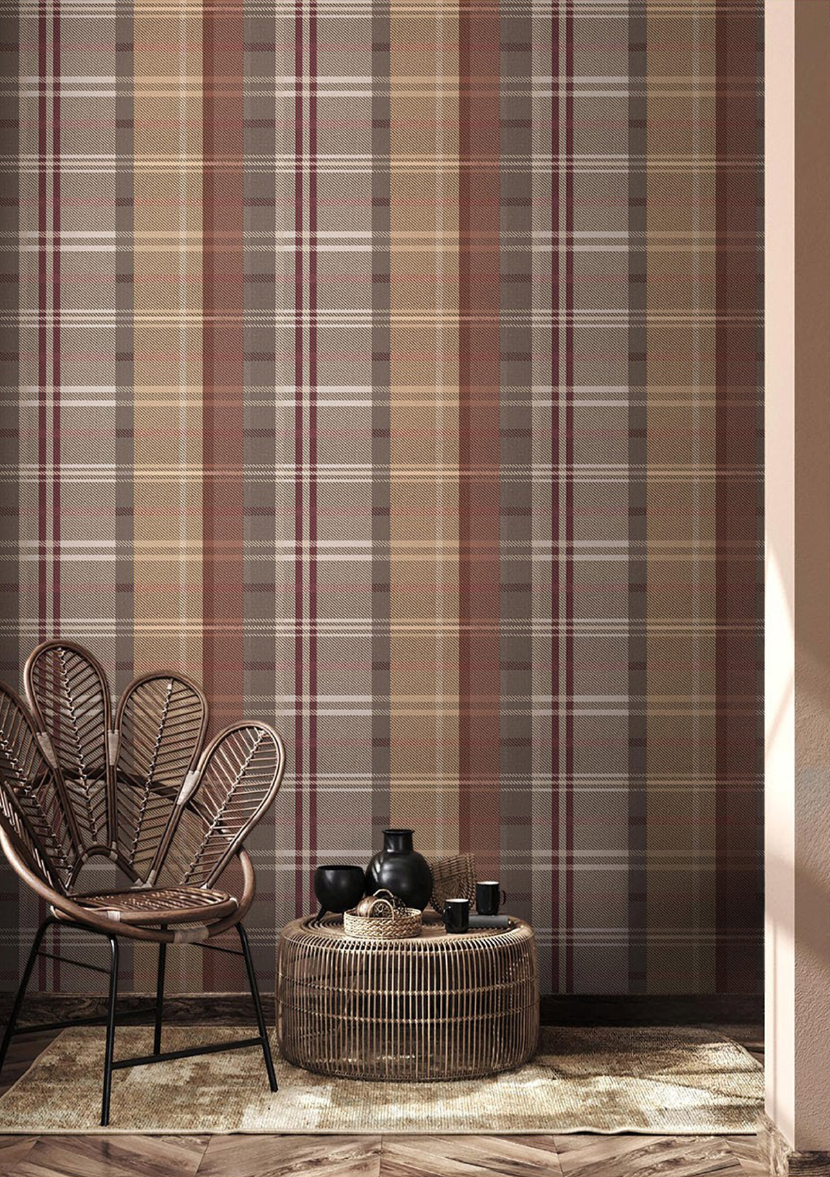 Papier peint Grand Tartan Ecossais prune - Maison Paradis de Lutèce | Réf. LTC-MP15568