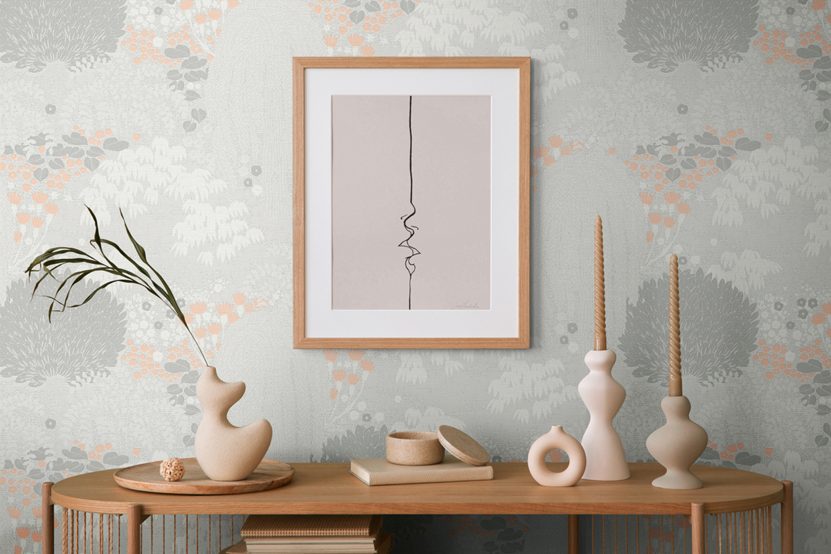 Papier peint Feuilles Arbres Giverny gris corail - Famous Garden d'A.S. Création AMB2 | Réf. AS-393501