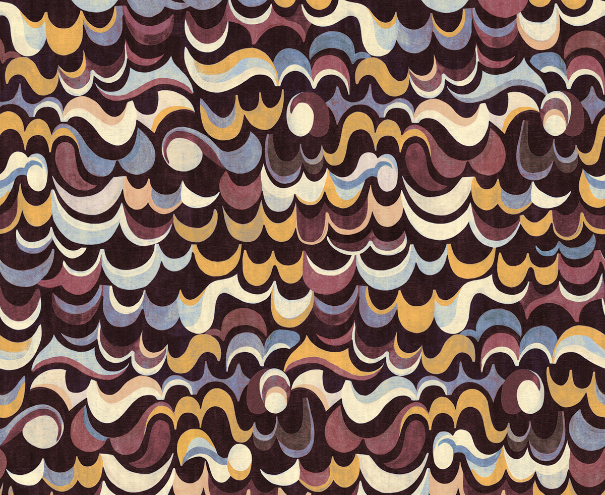 Papier peint panoramique Rétro Abstrait Cheviot prune - A, B et C H260 - Rhapsody de Masureel | Réf. MAS-DGRHA103X-260