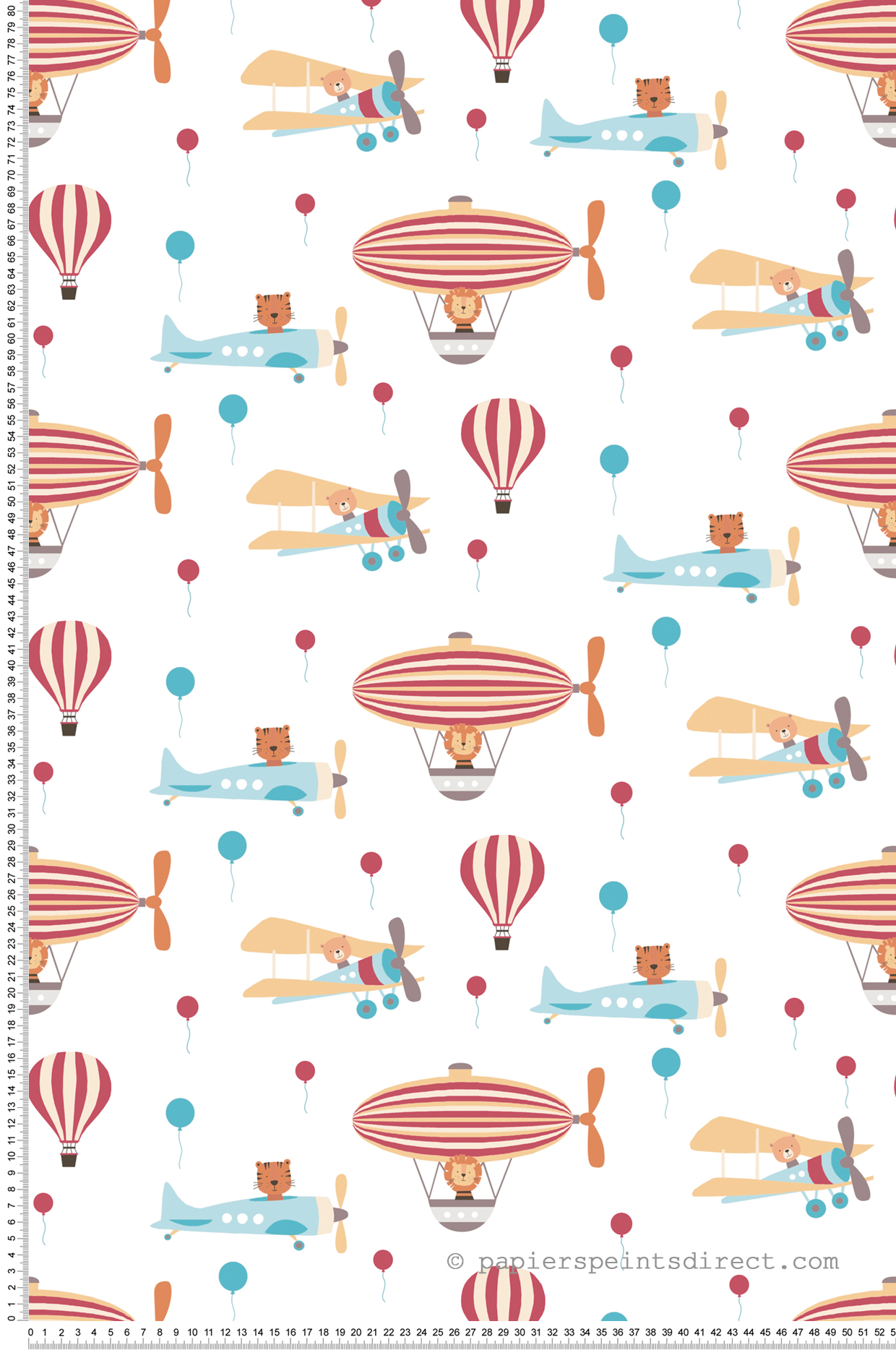 Papier peint enfant Montgolfière Avion rouge - Little Love d'A.S. Création | Réf. SP15665