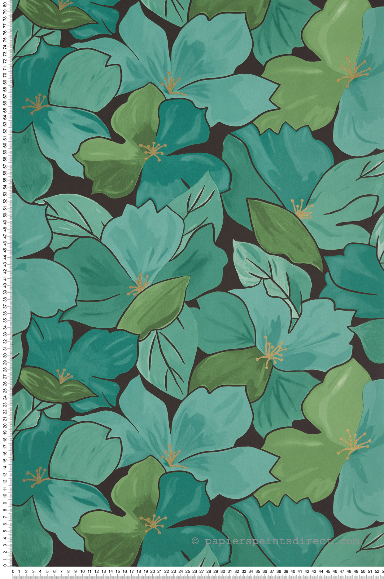 Papier peint Fleurs Tropicales August vert émeraude - Flower Power de Casélio | Réf. FLP101887124