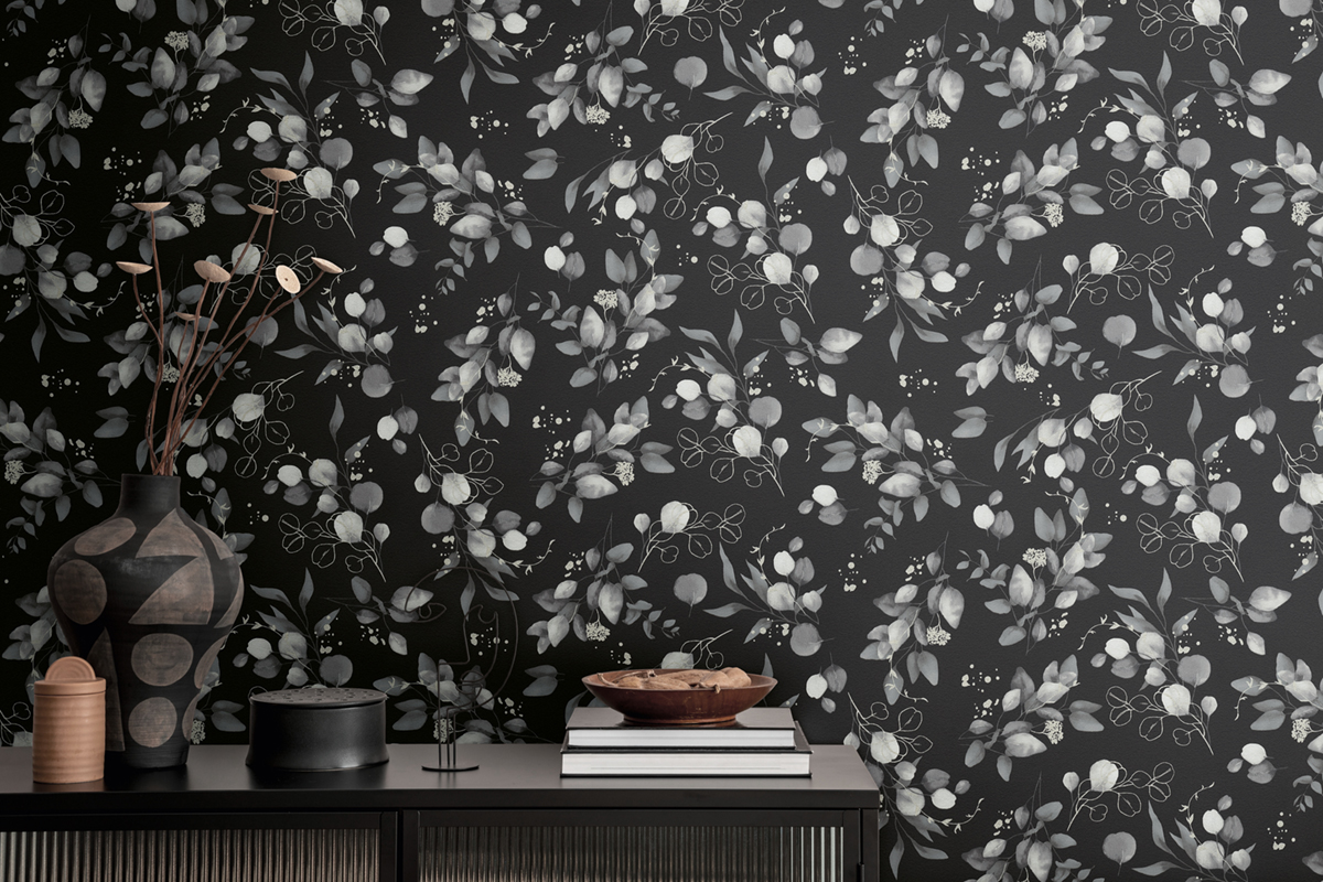 Papier peint Douce Nature noir métallisé - Pure Elegance d'A.S. Création AMB3 | Réf. AS-397685