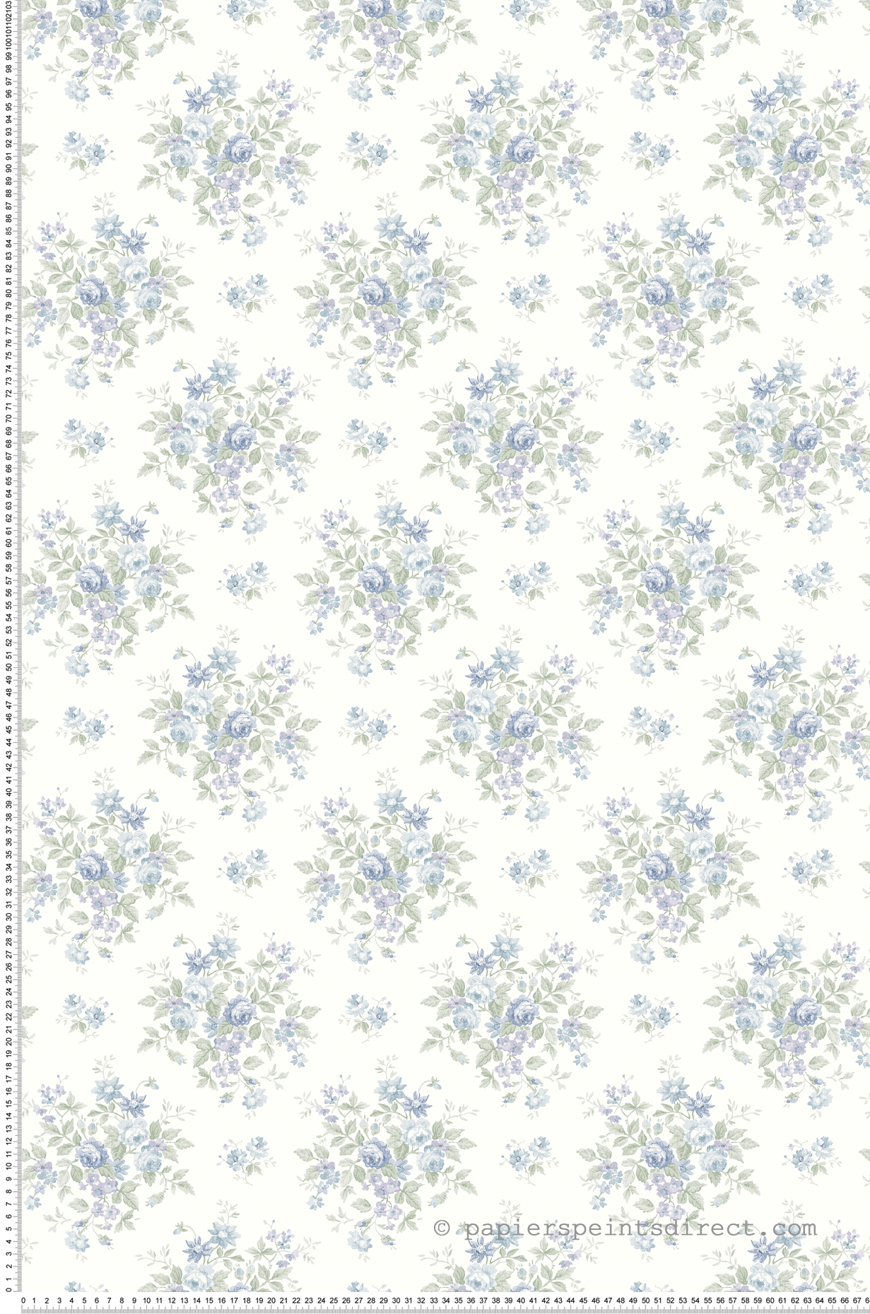 Papier peint Bouquet Fleurs bleu - Alice et Rose de Lutèce | Réf. LTC-VI81402
