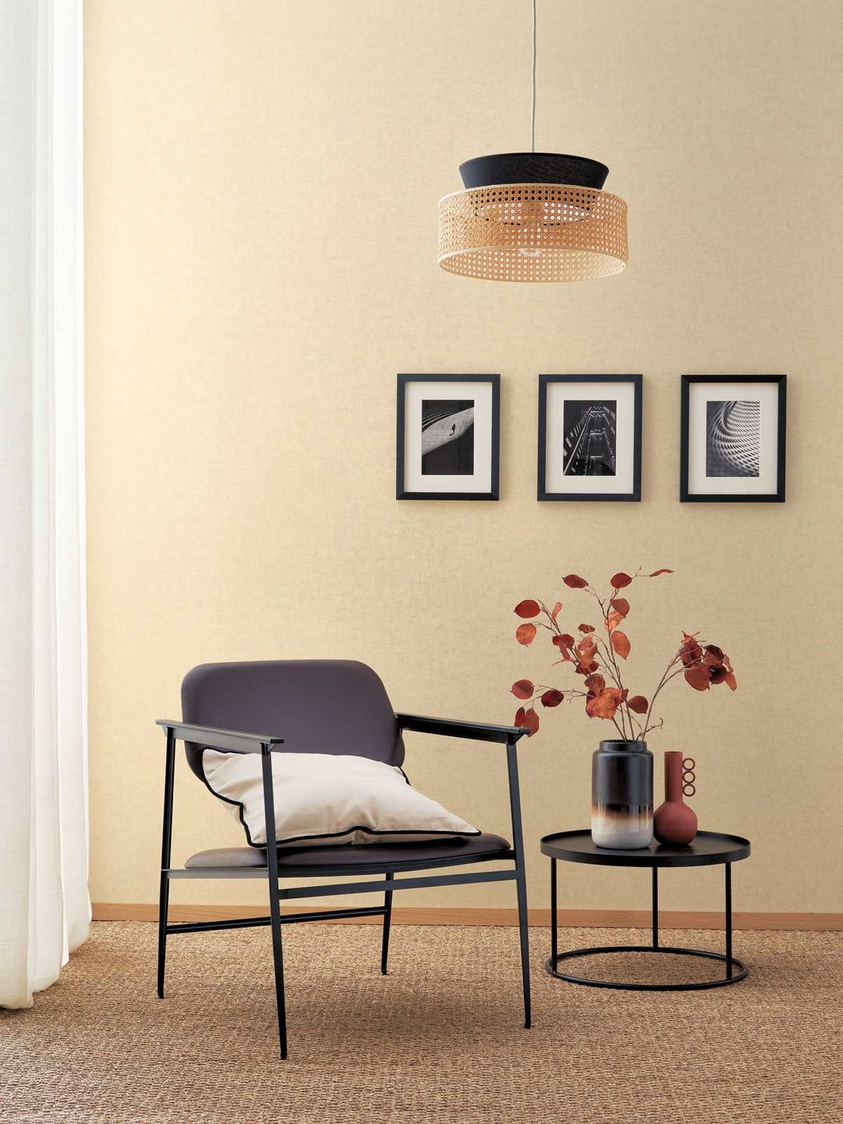 Papier peint Faux Uni Empreinte beige - Riverside 4 de Casadéco | Réf. RIVI88701364