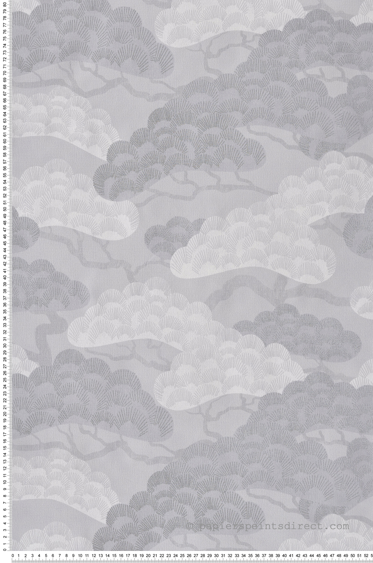 Papier Peint Japonais Bonsaï gris argent - Elégance d'Ugépa | Réf. UGP-M64409