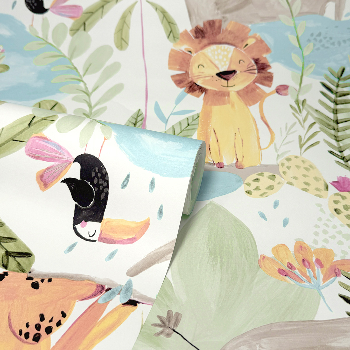 Papier peint Jungle Animaux Enfant multicolore - Imagine de Lutèce ROLL | Réf. LTC-DL27558