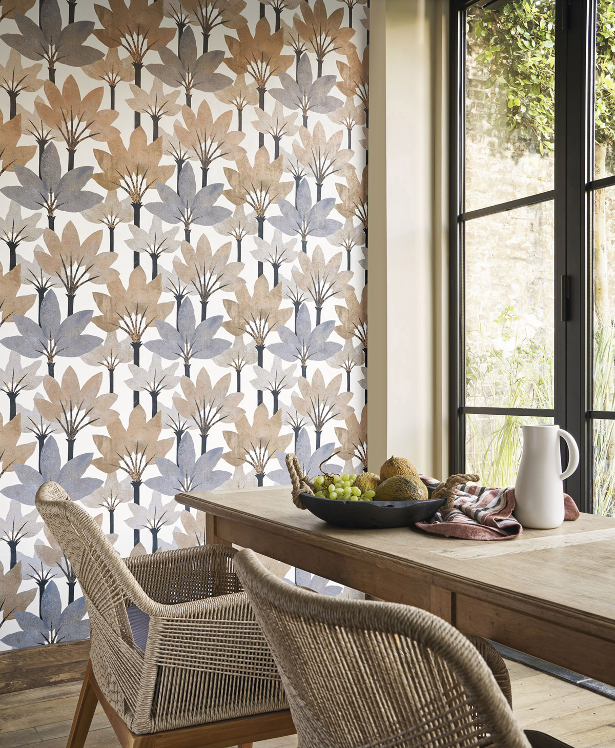 Papier peint Forêt Métallisé Babel bleu gris - Babylone de Casadéco | Réf. BBLN89716457