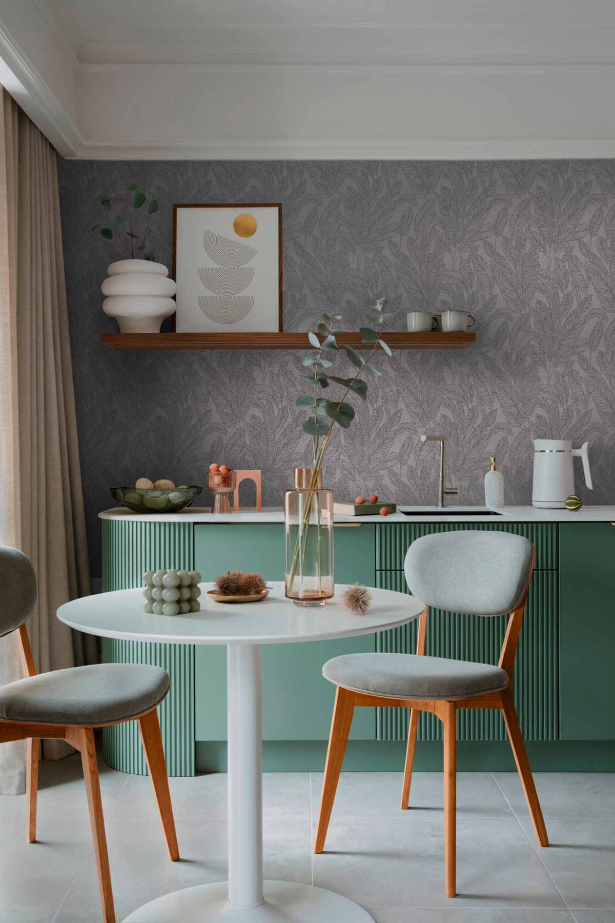 Papier peint Feuille Golden Fern gris éléphant doré - Cosmoliving d'A.S. Création AMB4 | Réf. AS-790645