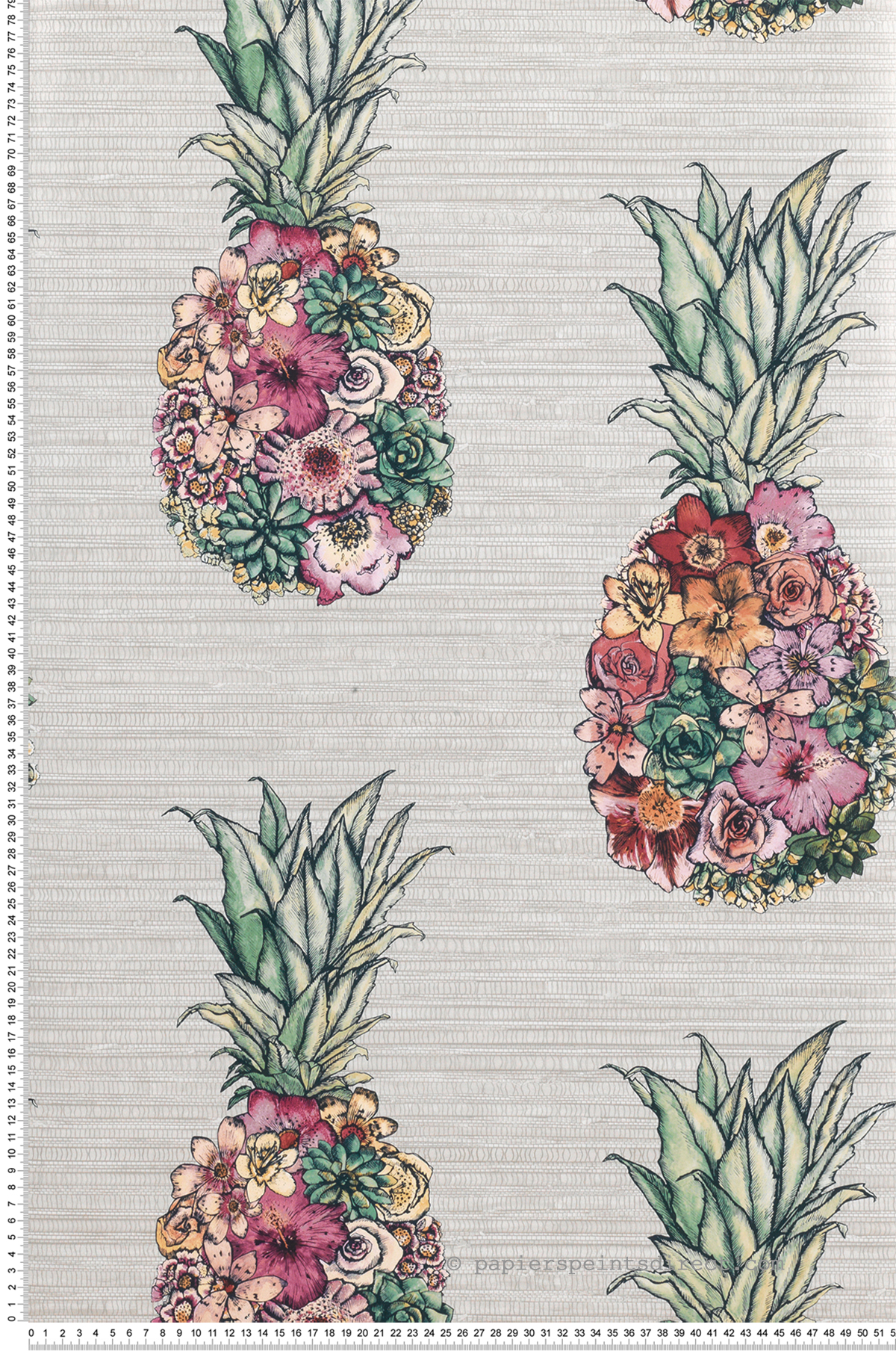 Papier peint Fleur et Ananas gris pale - The Wallpaper Collection de Matthew Williamson | Réf. OSB-W7266-01