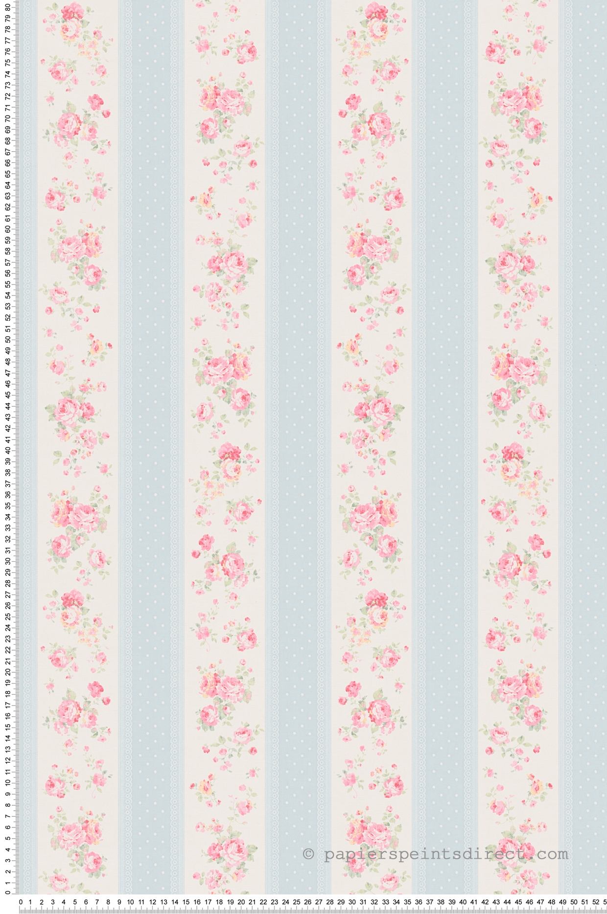 Papier peint Rayure Pois Florale ciel rose - Maison Charme d'A.S. Création | Réf. AS-390691