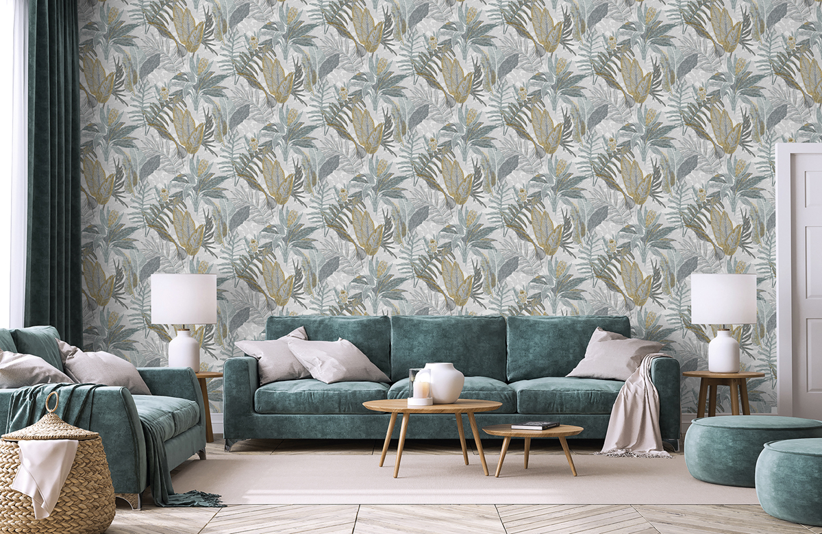 Papier peint Feuille Protéa vert de gris - Fidji de Lutèce | Réf. LTC-8505-3