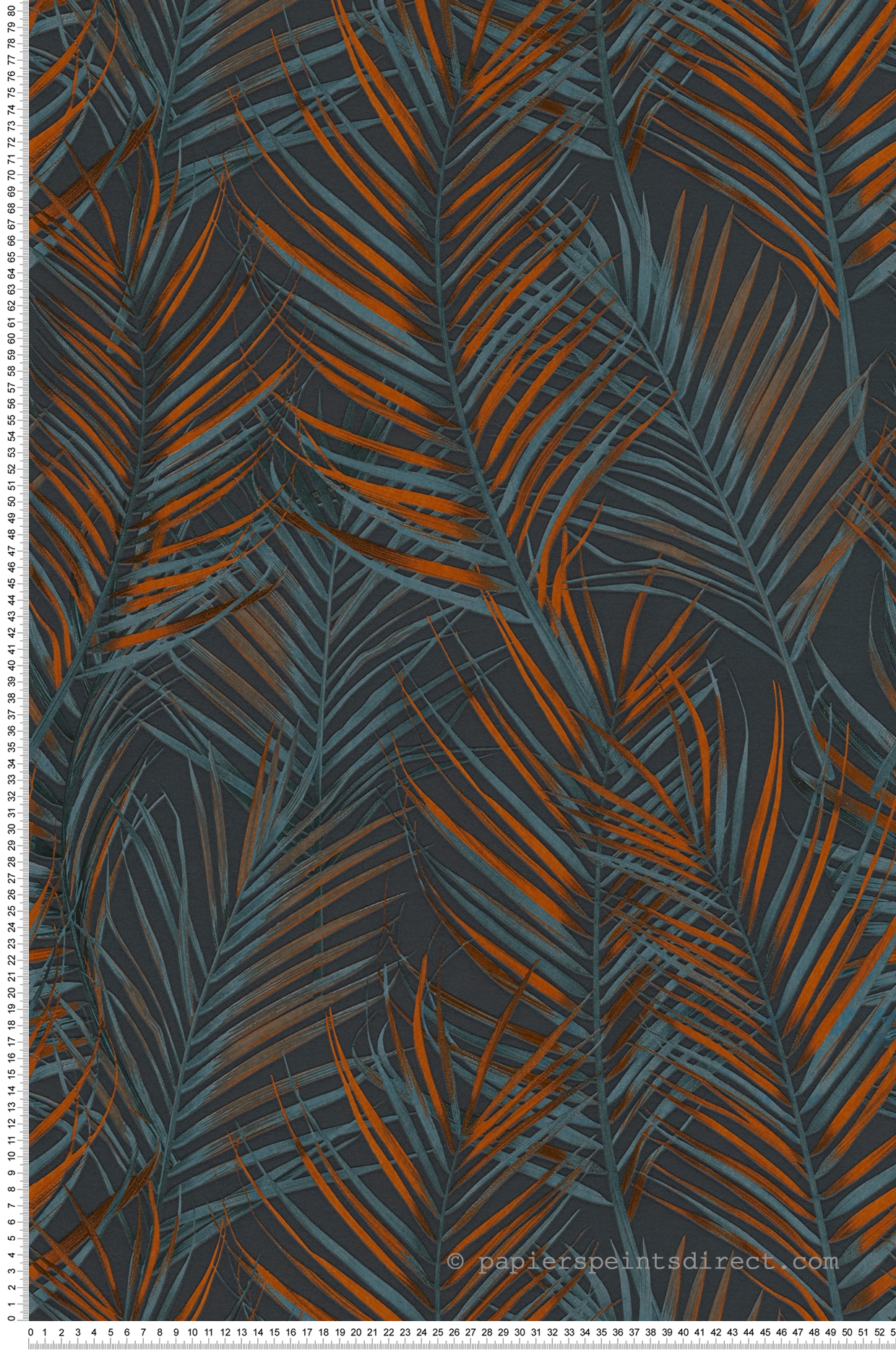Papier peint Feuille Fougère Mango orange bleu - Attractive 2 d'A.S. Création AMB3 | Réf. AS-390386