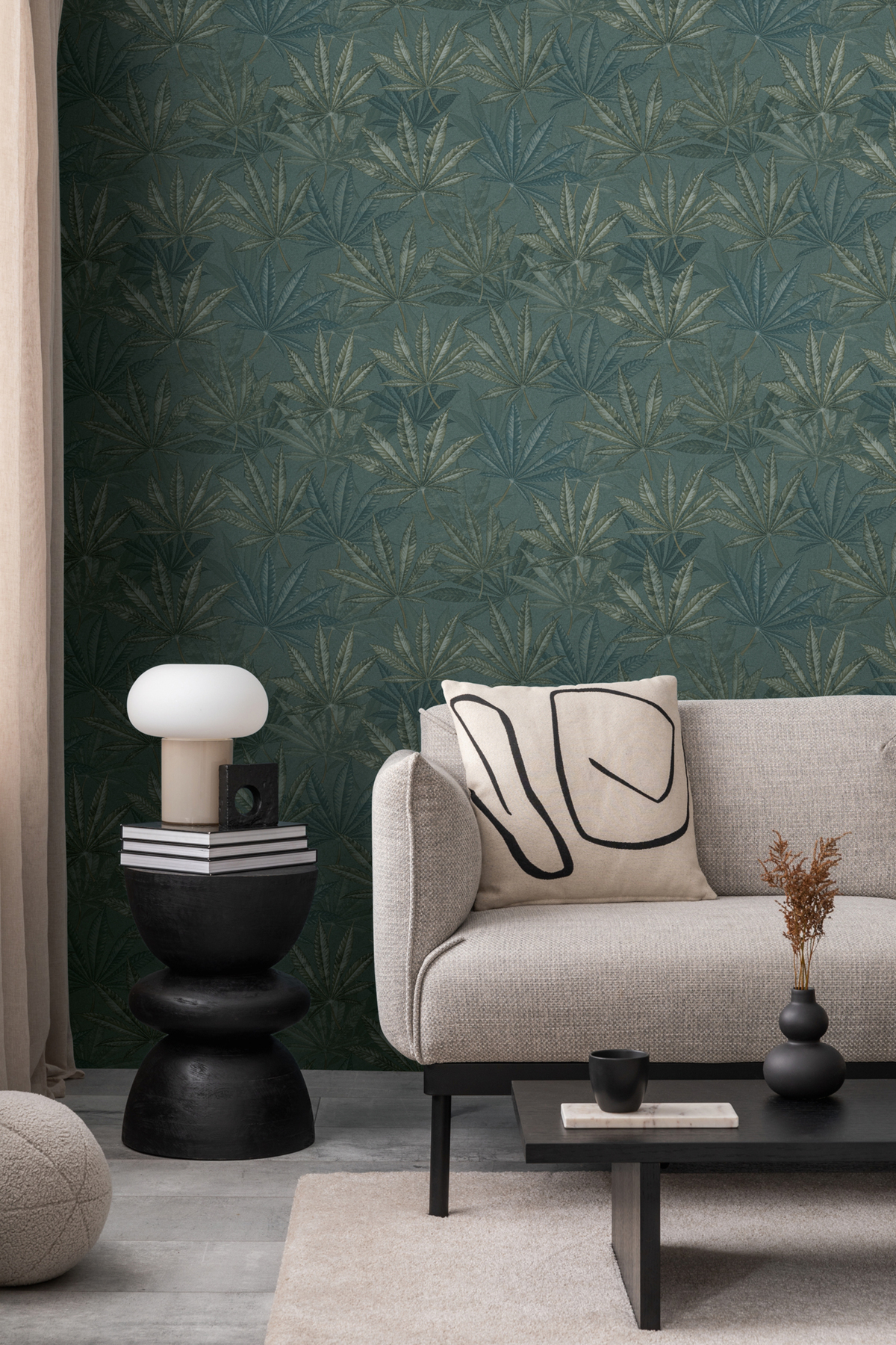 Papier peint Feuilles Sauvages olive anthracite - Metropolis Michalsky 6 de Livingwalls | Réf. AS-399844