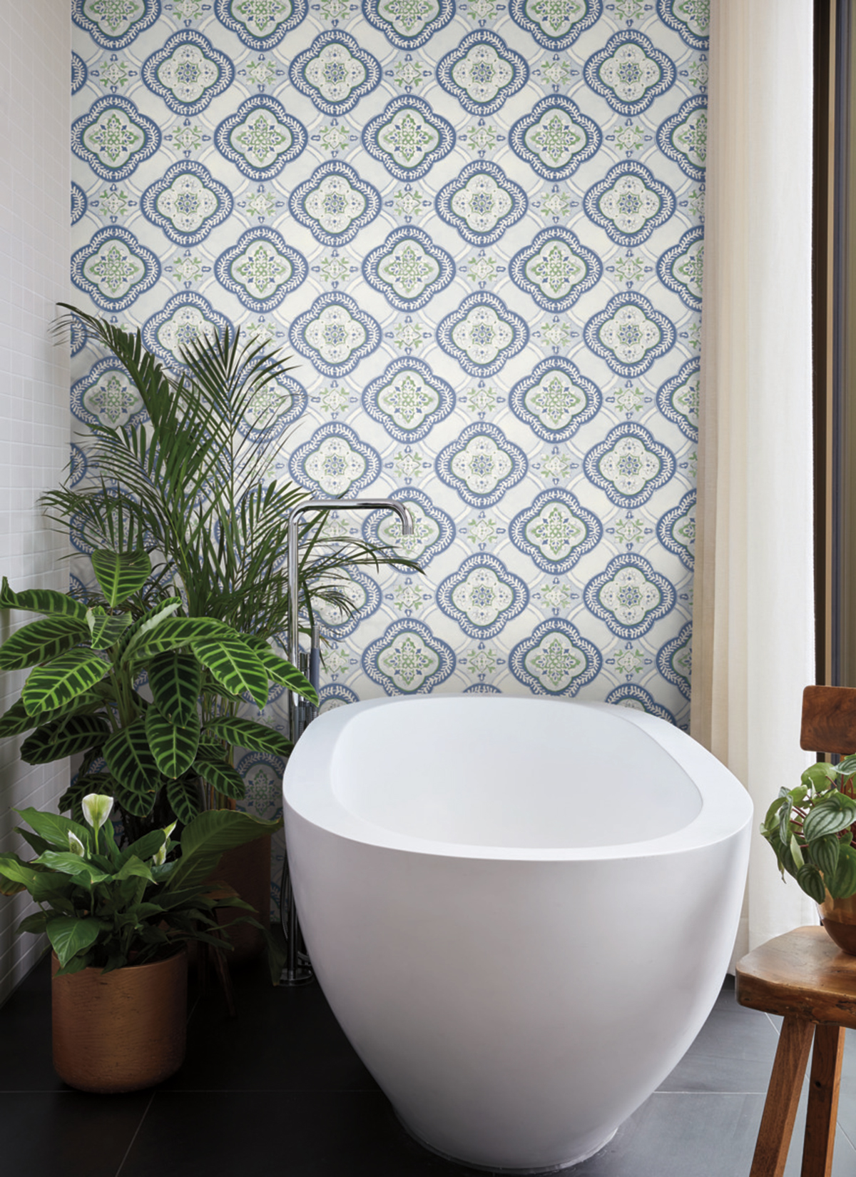 Papier peint Mosaïque bleu vert - Greenhouse de York (Initiales) | Réf. INI-GO8216