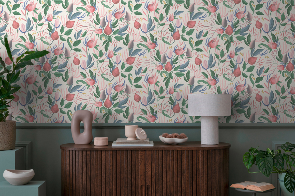 Papier peint Floral Still Bloom rose - Cosmoliving d'A.S. Création | Réf. AS-790625