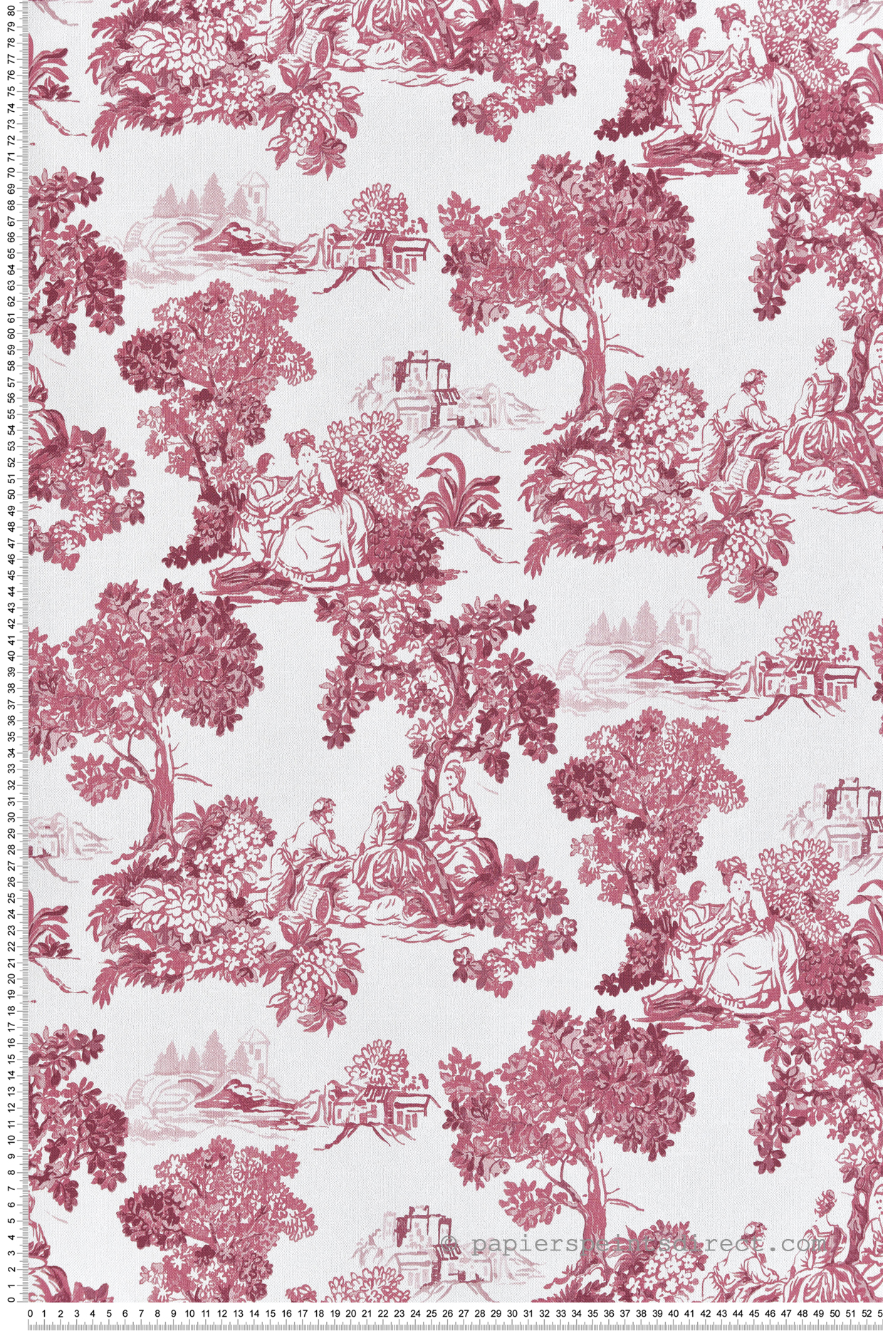 Papier peint Toile de Jouy Scène rose prune - Garden Party 2 de Montecolino | Réf. MC-8343