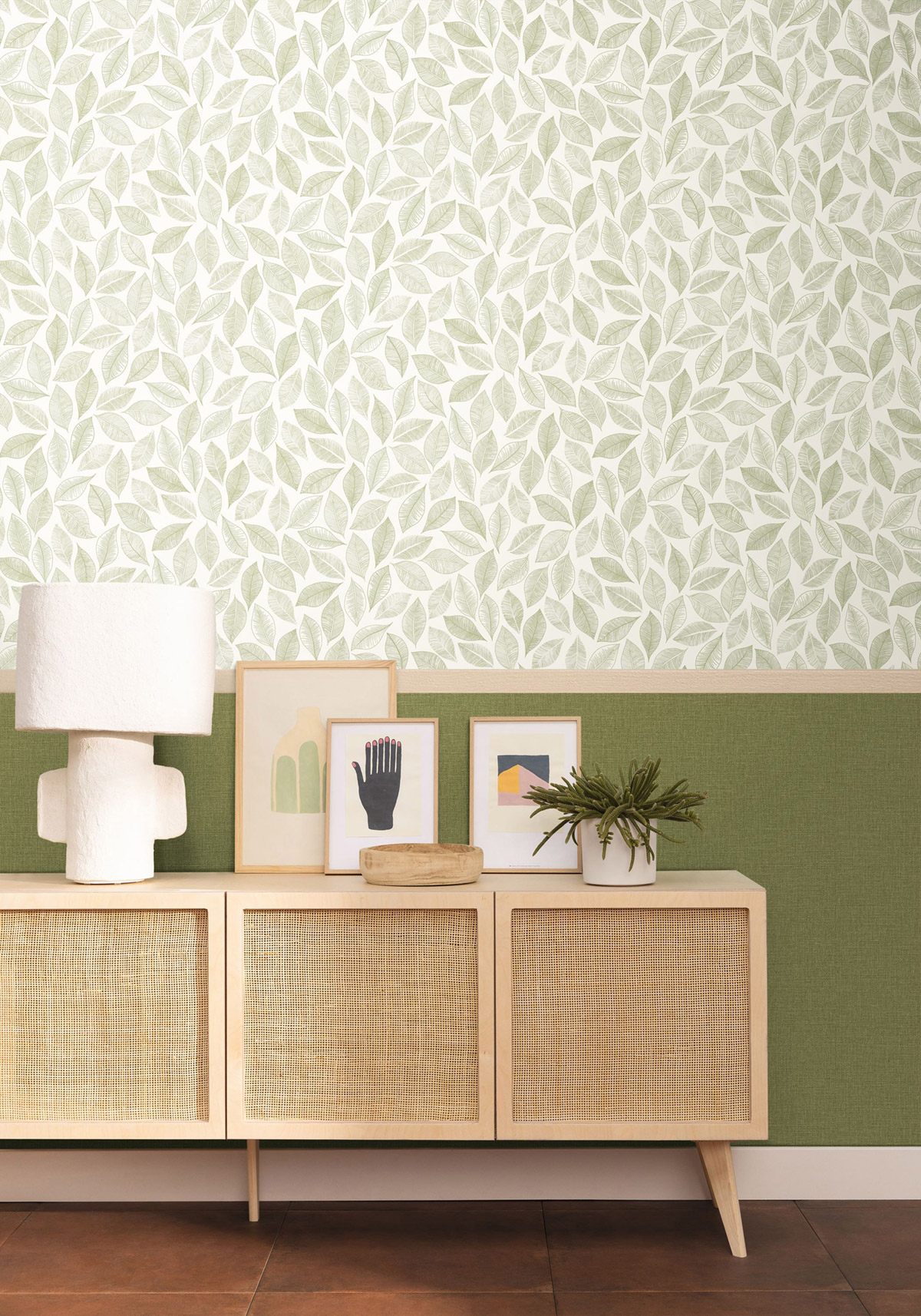 Papier peint Scandinave Feuille Bliss blanc vert avocat - Green Life 2 de Casélio | Réf. GNL2105380755