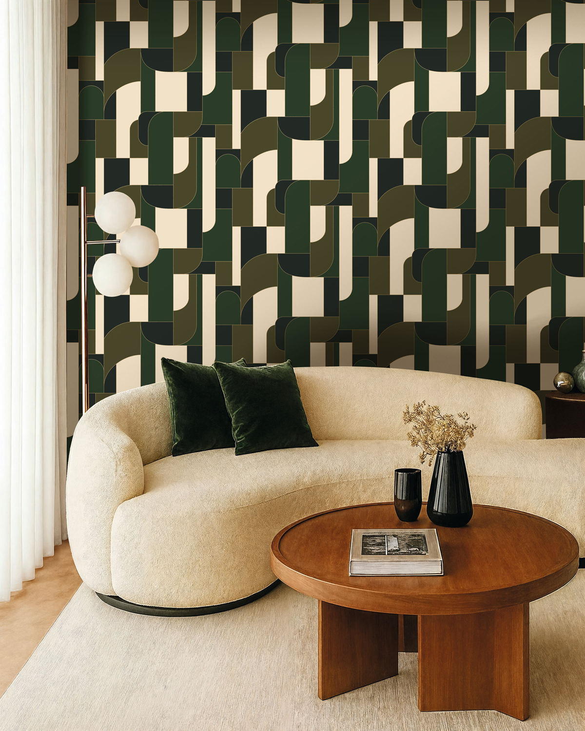 Papier peint Design Géométrie Achille olive doré - Maison Siméon de Casélio | Réf. MSI107390463