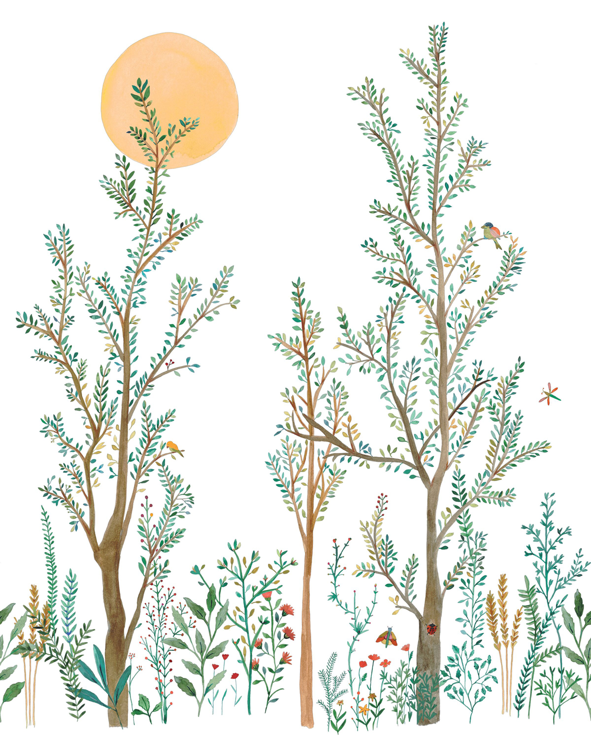 Papier peint panoramique Arbre Morning Walk vert S 200X250 - Pimp My Wall de Casélio | Réf. PMW105200005