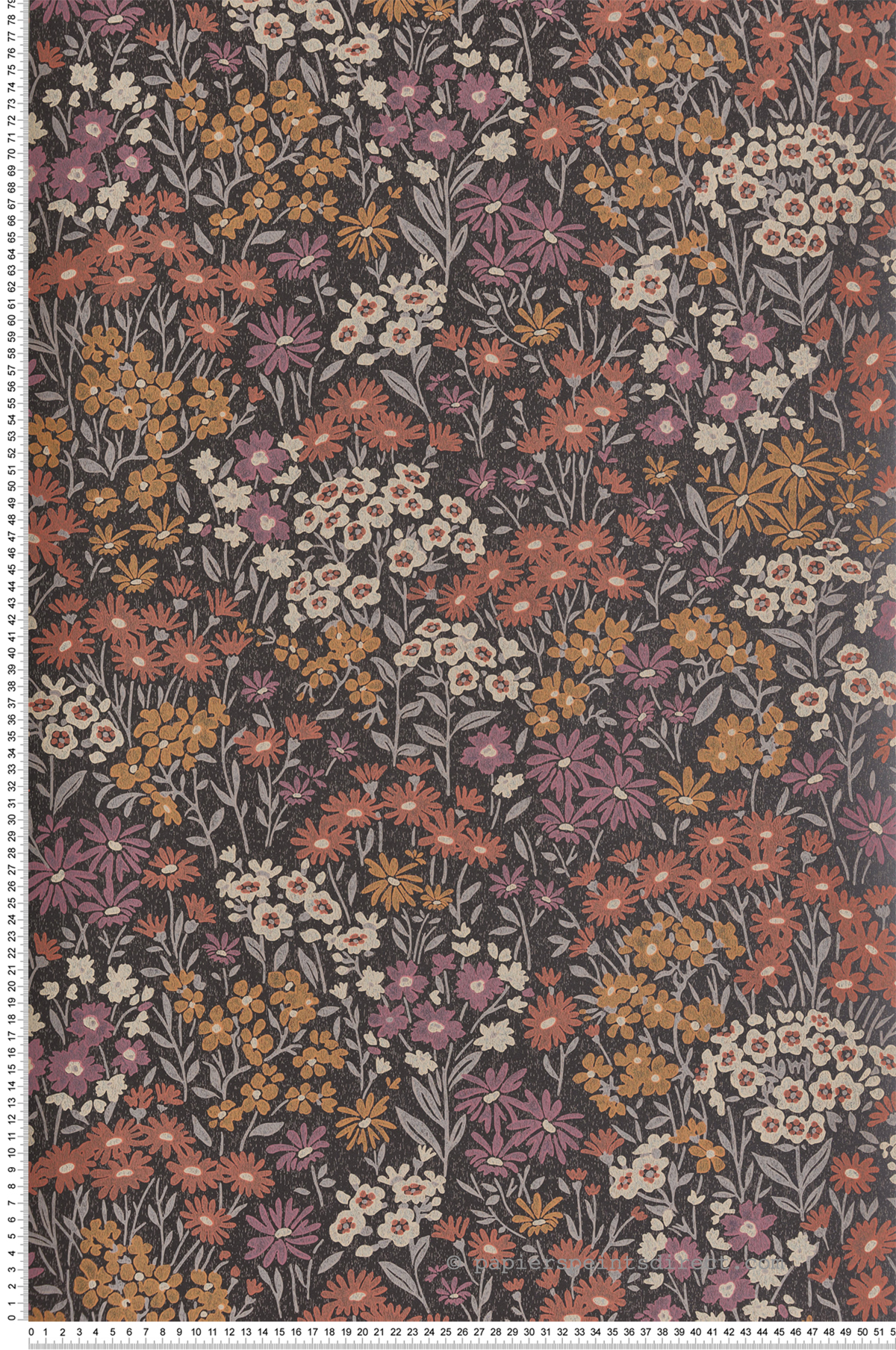 Papier peint Fleur Marguerite Ditsy Daisies marron - Beaux Arts de Lutèce | Réf. LTC-M1812