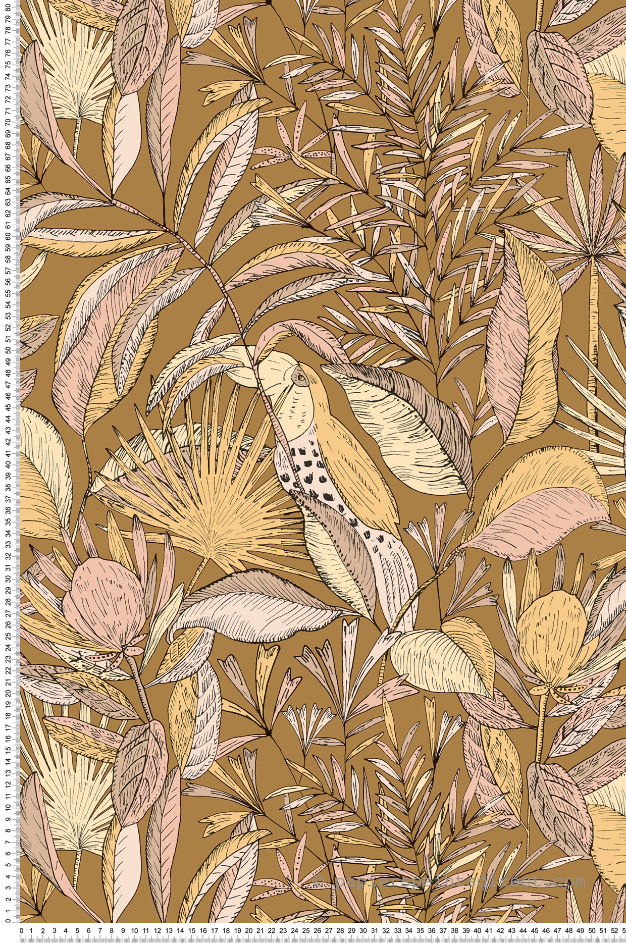 Papier peint Feuille Jardin de Bel Air marron rose - Nos Gravures de Casélio | Réf. NGR103014269