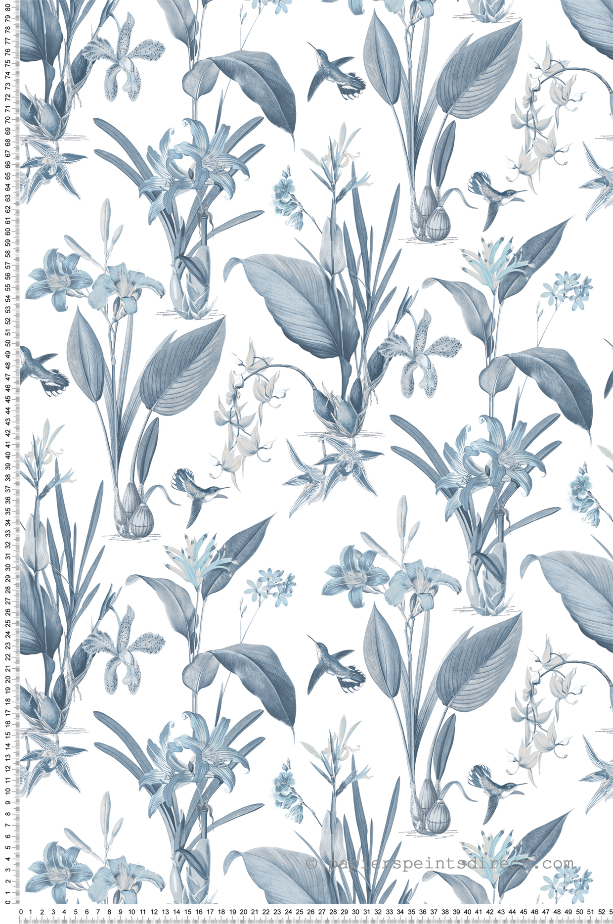 Papier peint Plante Botanique Oiseau bleu - Jardin Secret de Lutèce | Réf. LTC-G78504