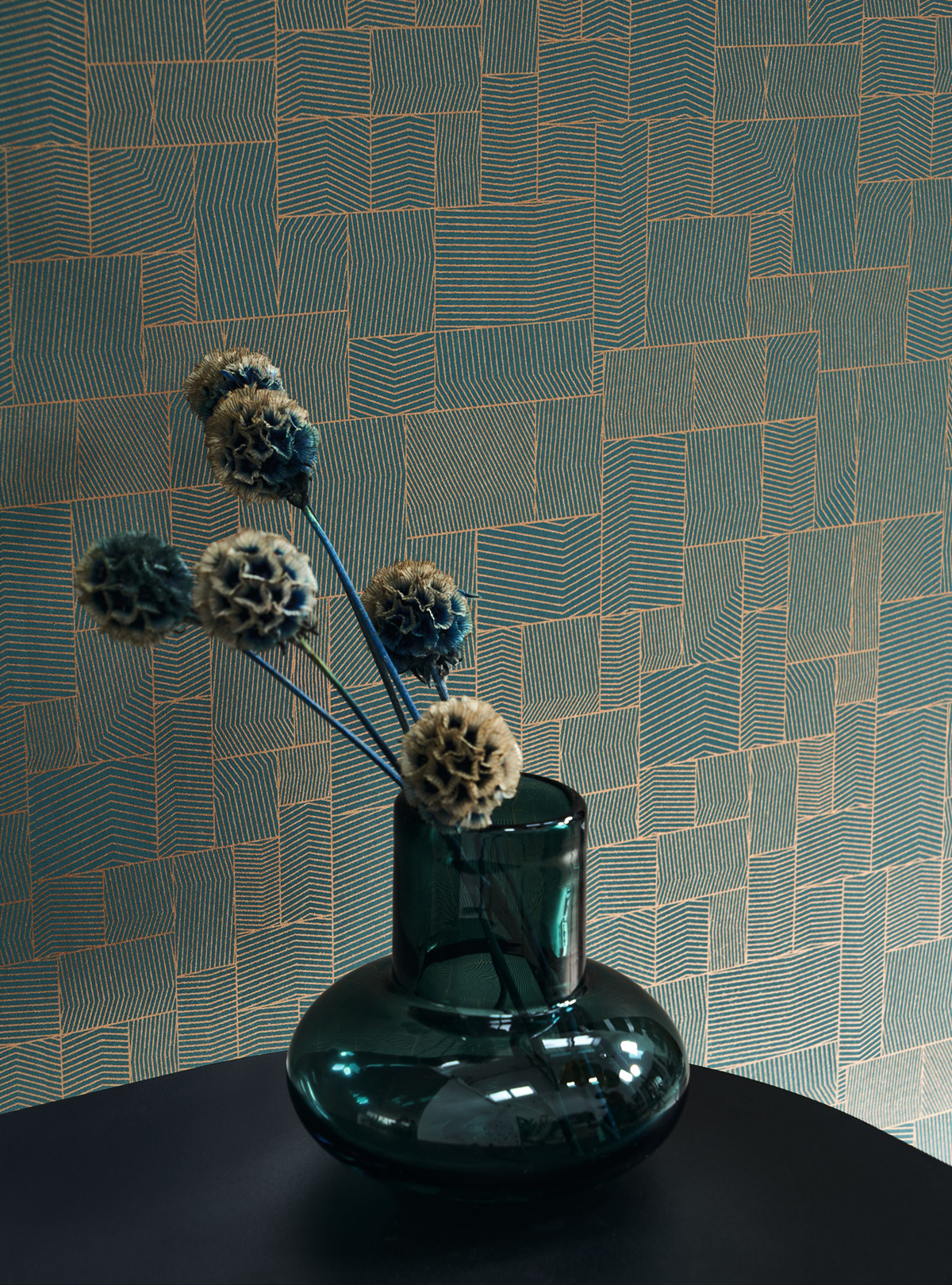 Papier peint Kensai bleu canard doré - Kyoto de Casadéco AMB1 | Réf. KYTO88766755