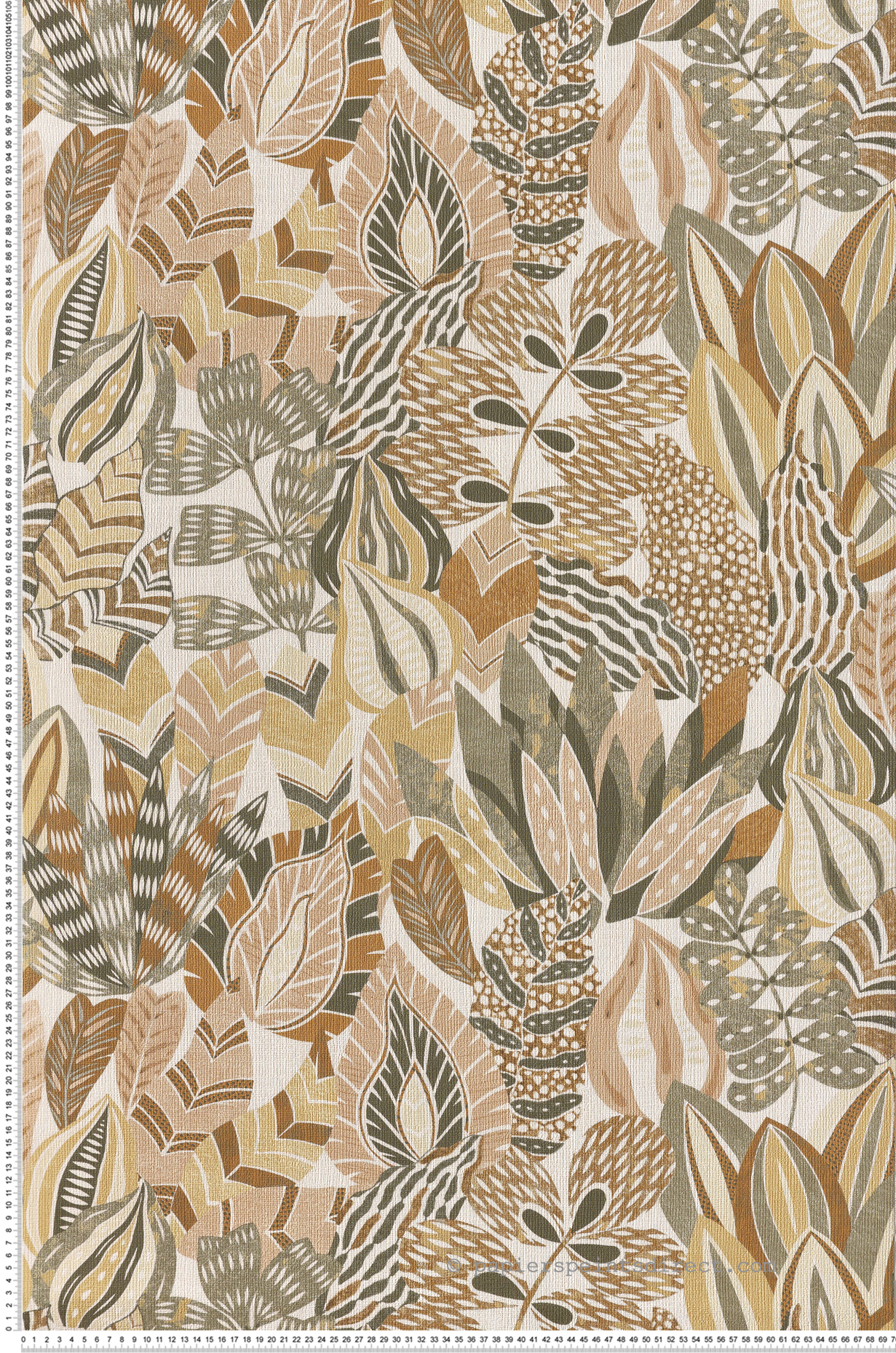 Papier peint Jardin Alfabia kaki vanille - Palmadora de Casamance | Réf. CAS-76691324