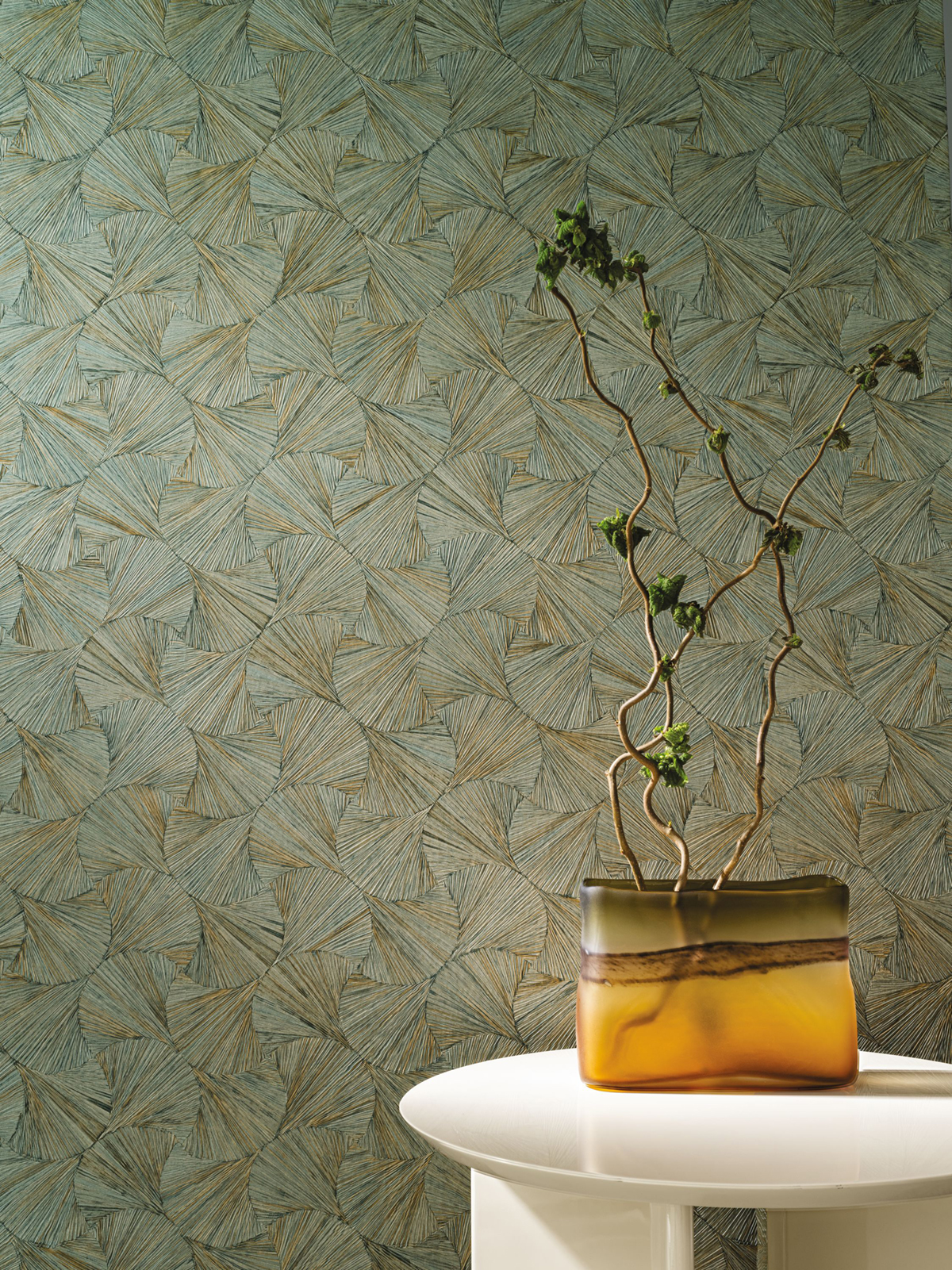 Papier peint Ecaille Végétale Lombok vert de gris - Archipel de Casamance | Réf. CAS-75321018